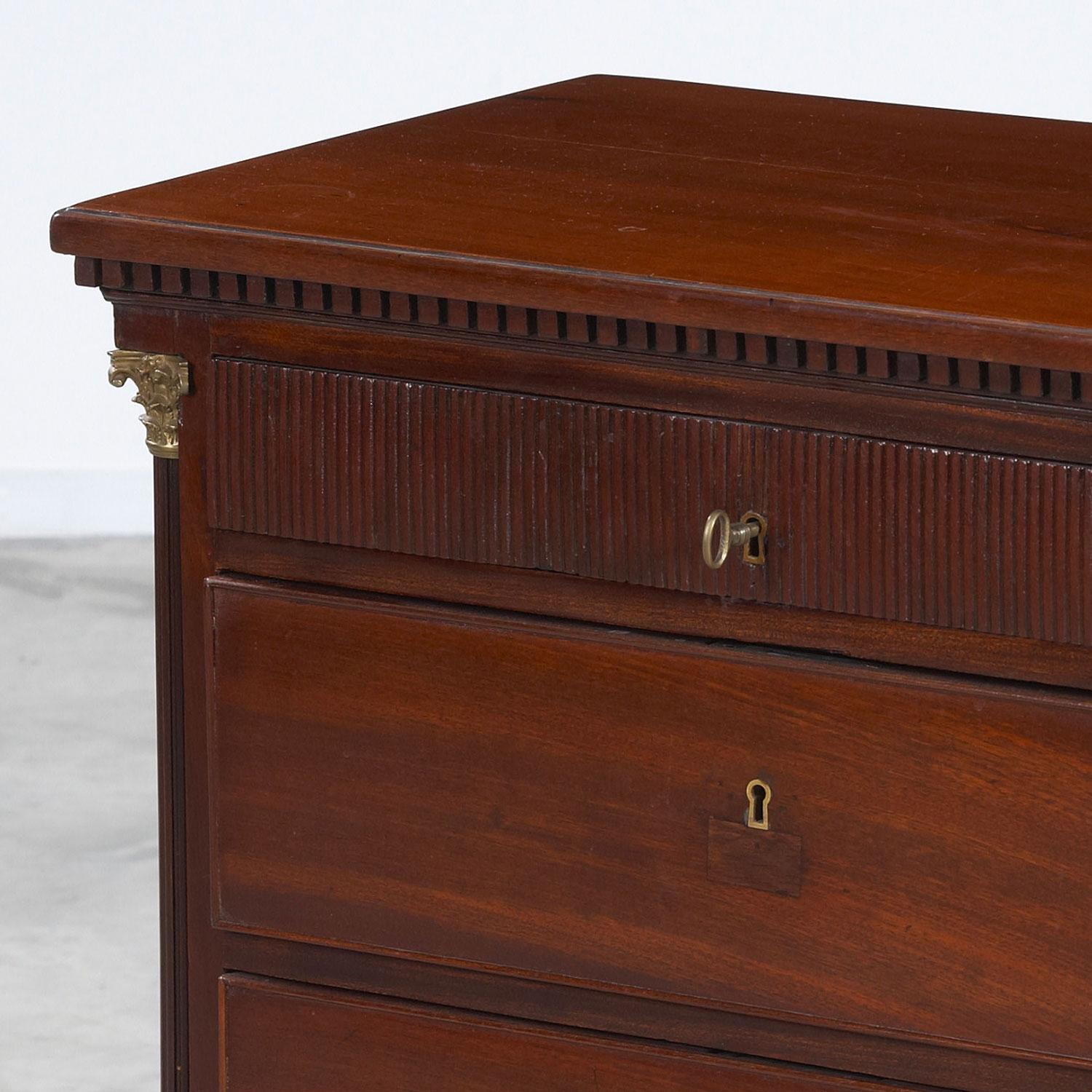 Danish Louis XVI mahogany chest of drawers from Copenhagen, circa 1790.
