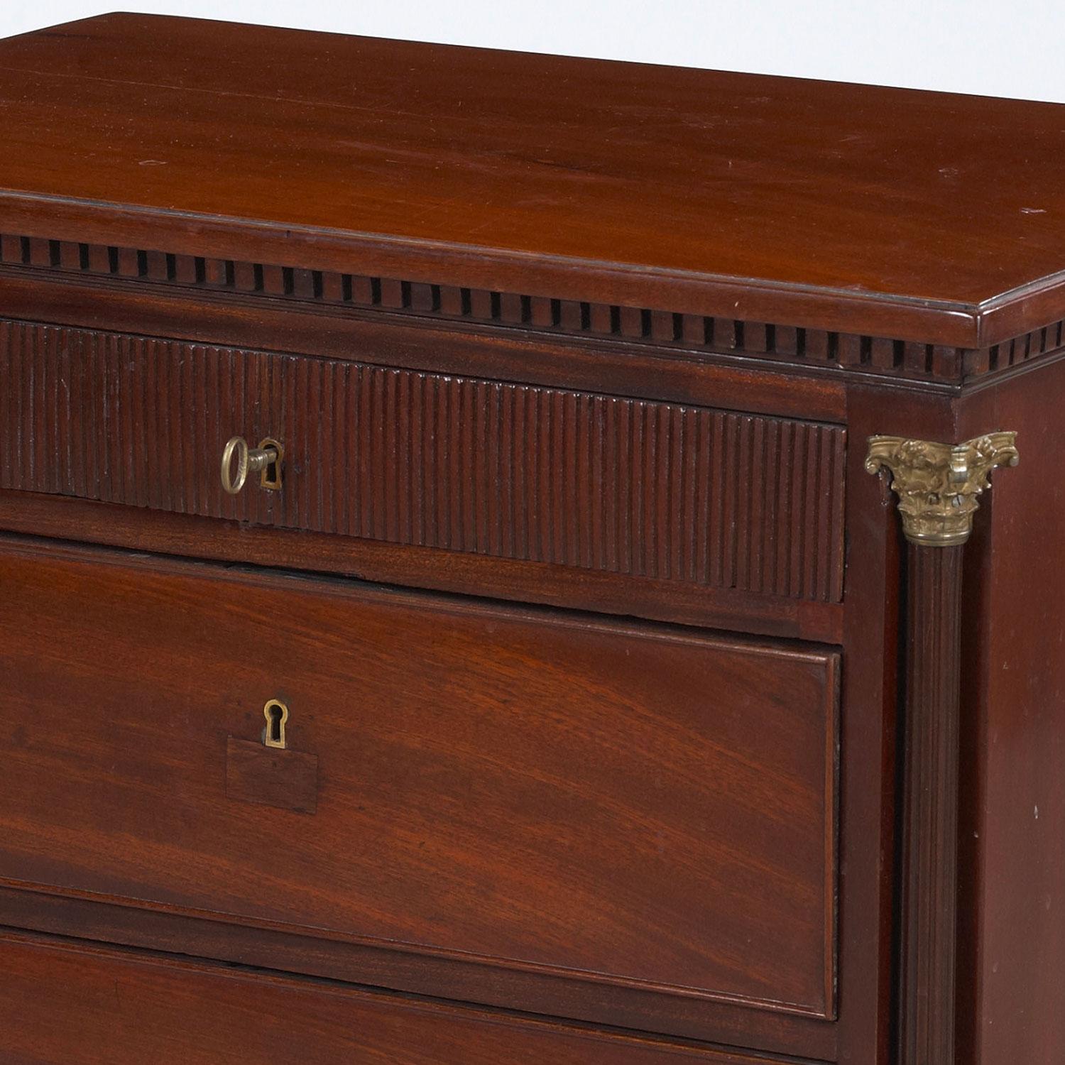 Danish Louis XVI Mahogany With  Bronzes Chest  of Drawers In Good Condition For Sale In Kastrup, DK