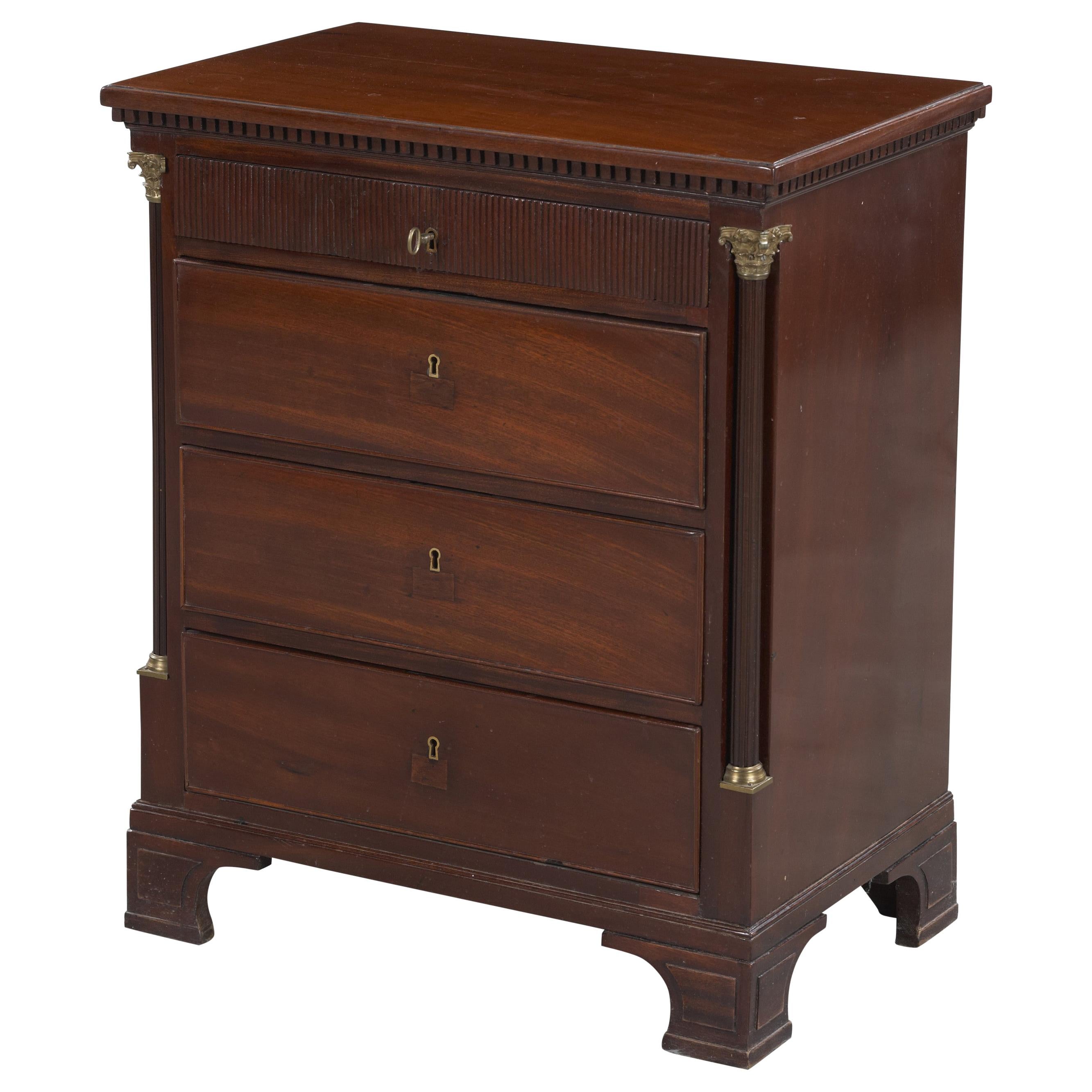 Danish Louis XVI Mahogany With  Bronzes Chest  of Drawers For Sale