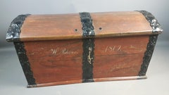 18th Century Danish Painted Oak and Iron Bound Trunk