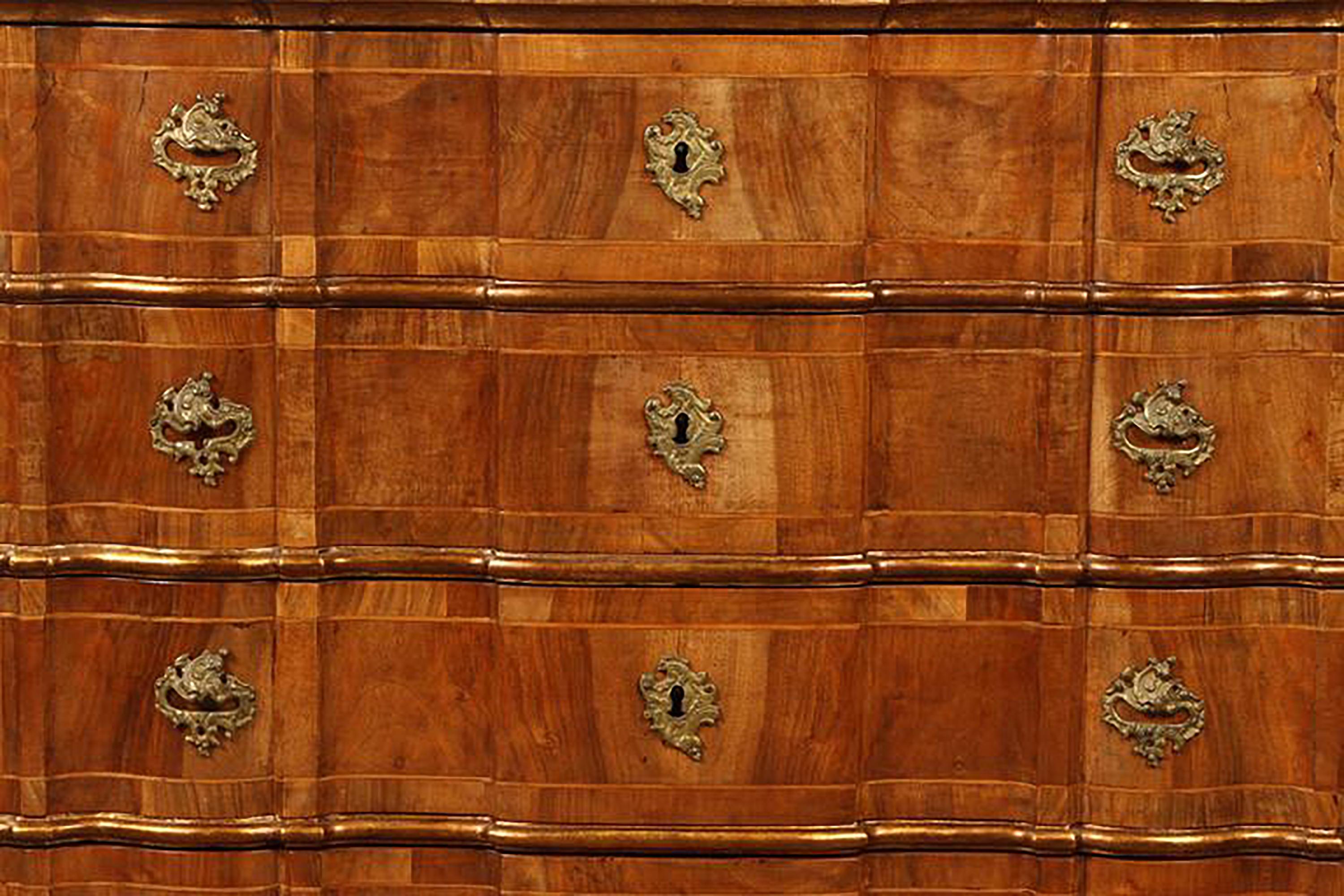 18th Century Danish Rococo Chest of Drawers with Key 1