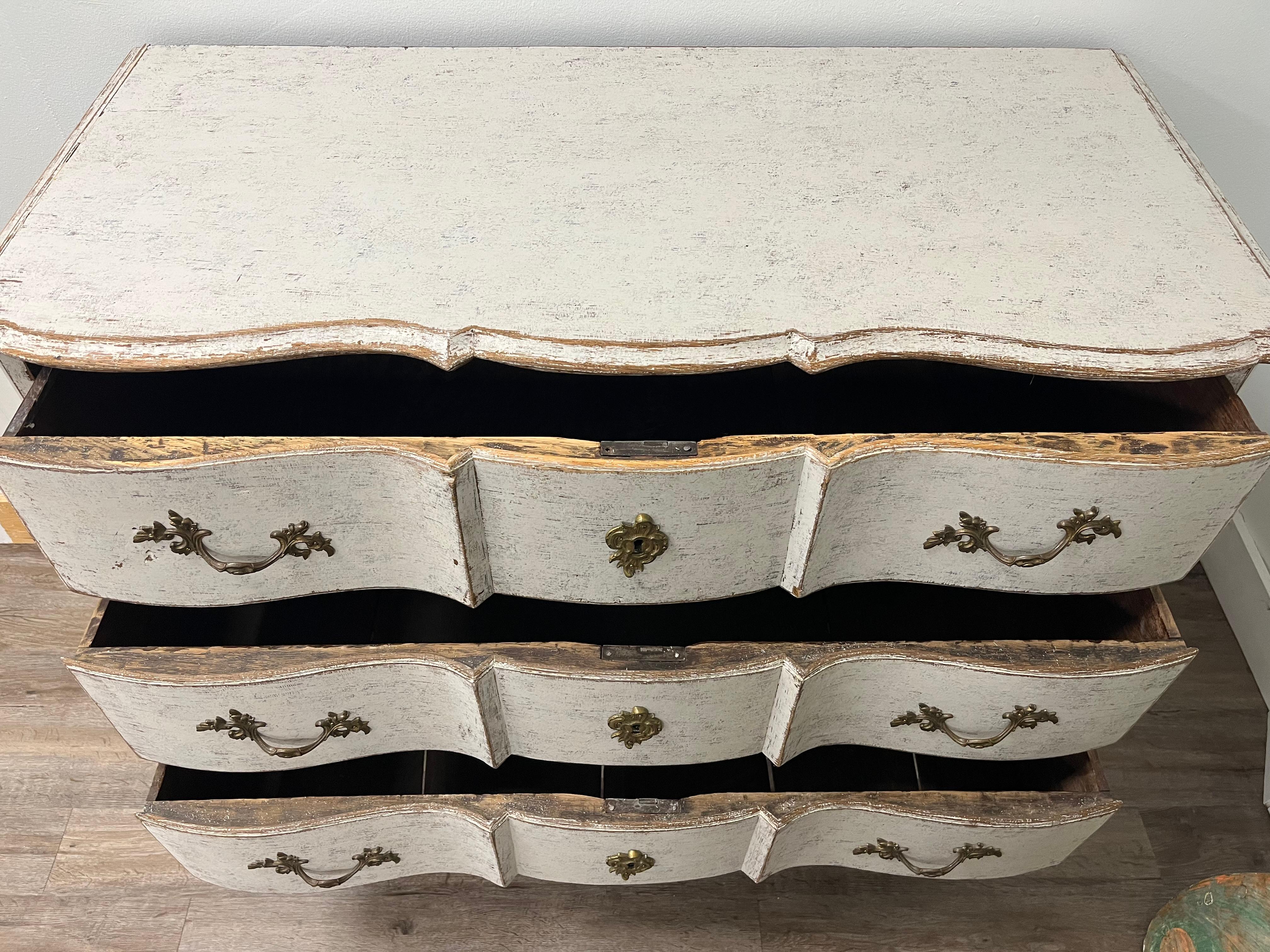 Brass 18th Century Danish Rococo Chest on Chest For Sale