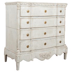 18th Century Danish Rococo Large White Chest of Four Drawers 18th Century Danish Rococo Large White Chest of Four Drawers