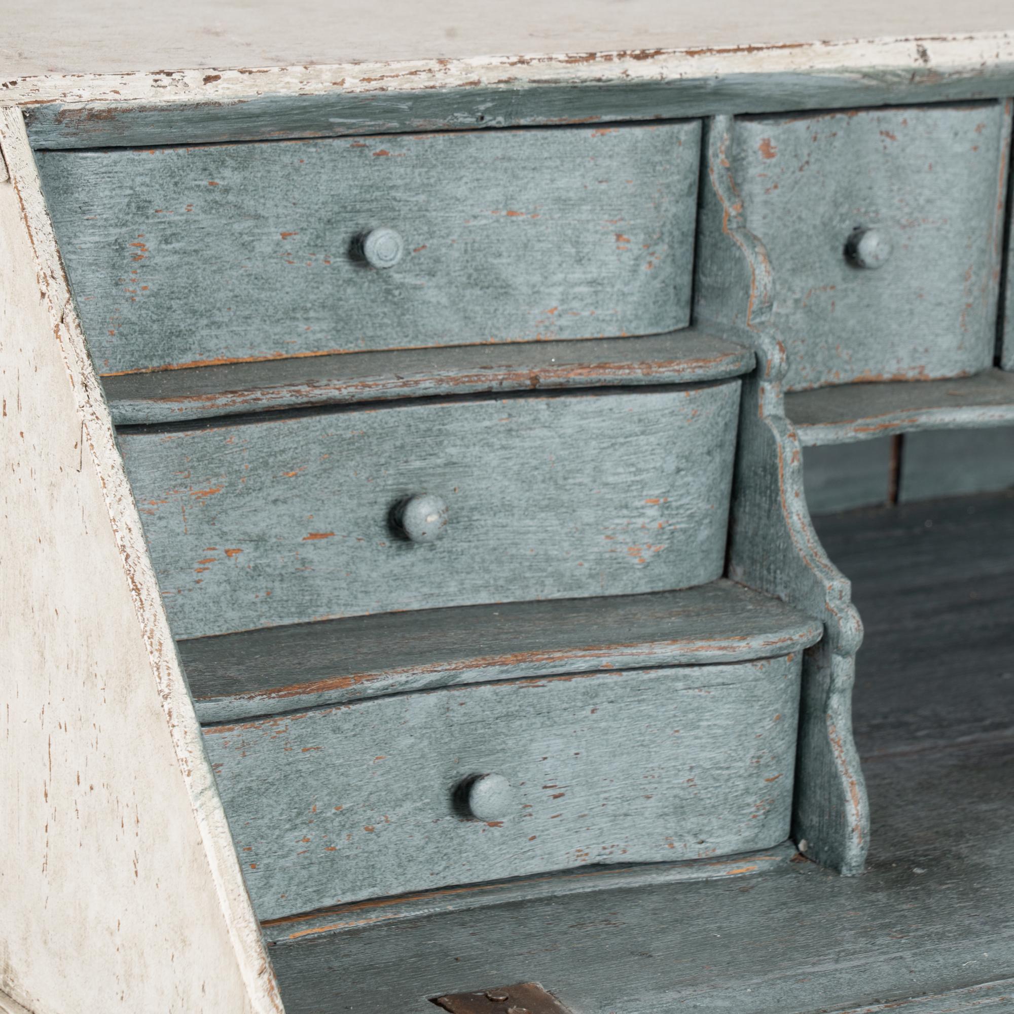 18th Century Danish White Painted Oak Secretary Bureau 1