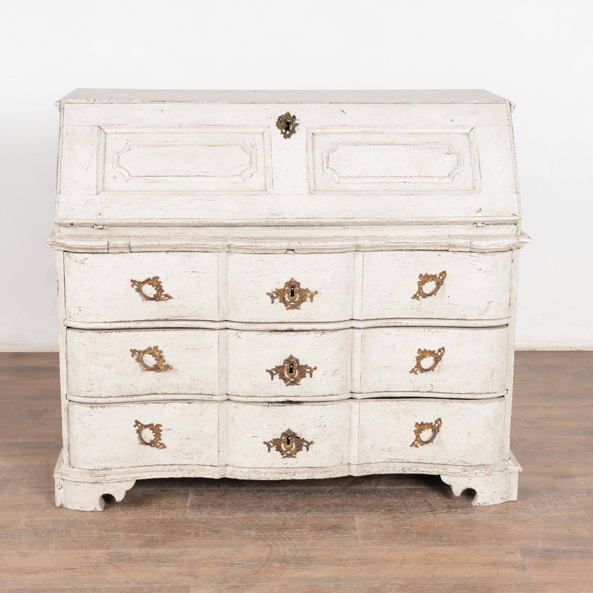 18th Century Danish White Painted Oak Secretary Bureau 3