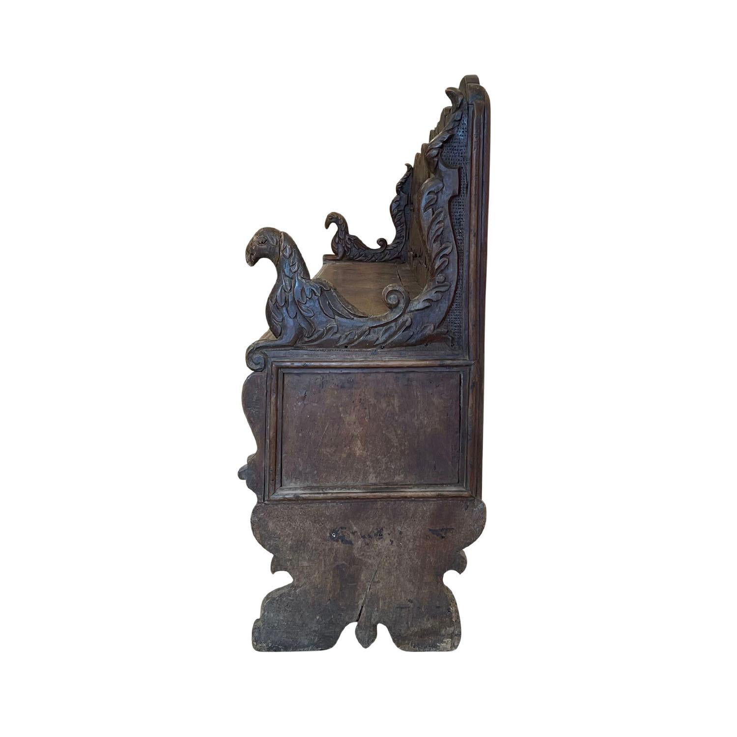 18th Century Dark-Brown Italian Cassapanca, Antique Walnut Storage Bench 3