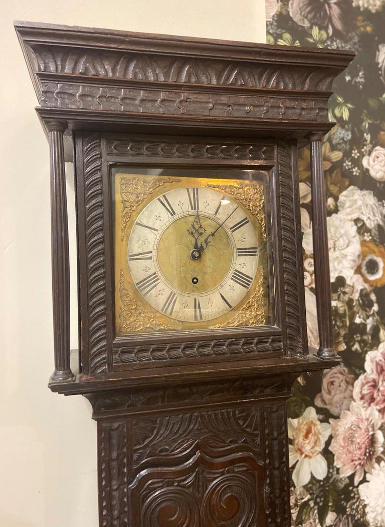 18th Century Dark Oak Longcase Clock by John Bunting of Long Buckby For