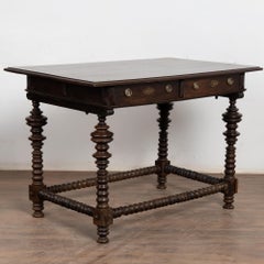 18th Century Dark Oak Side Table with Two Drawers