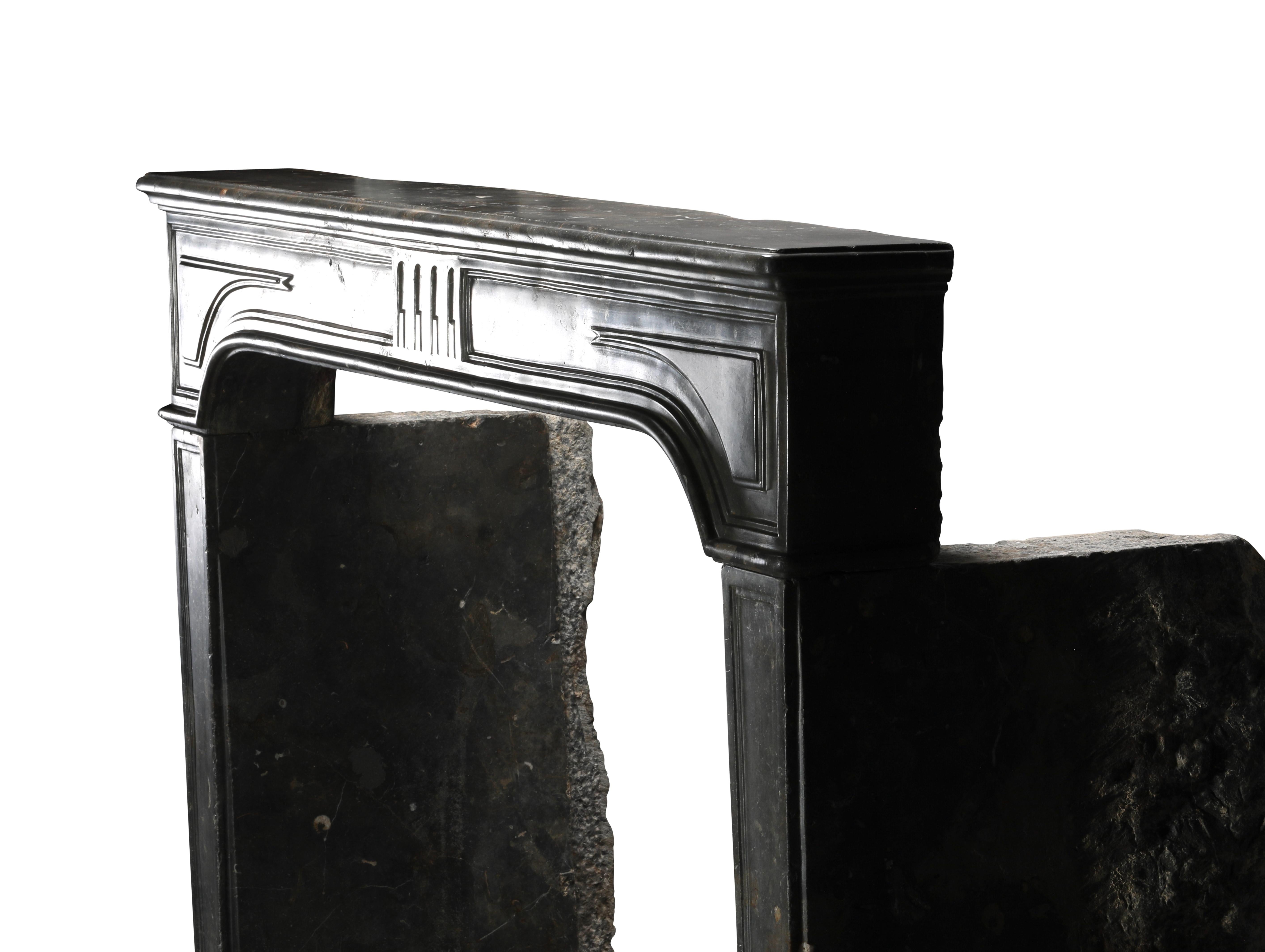 18th Century Dark Stone Fireplace Surround From French Chateau For Sale 4