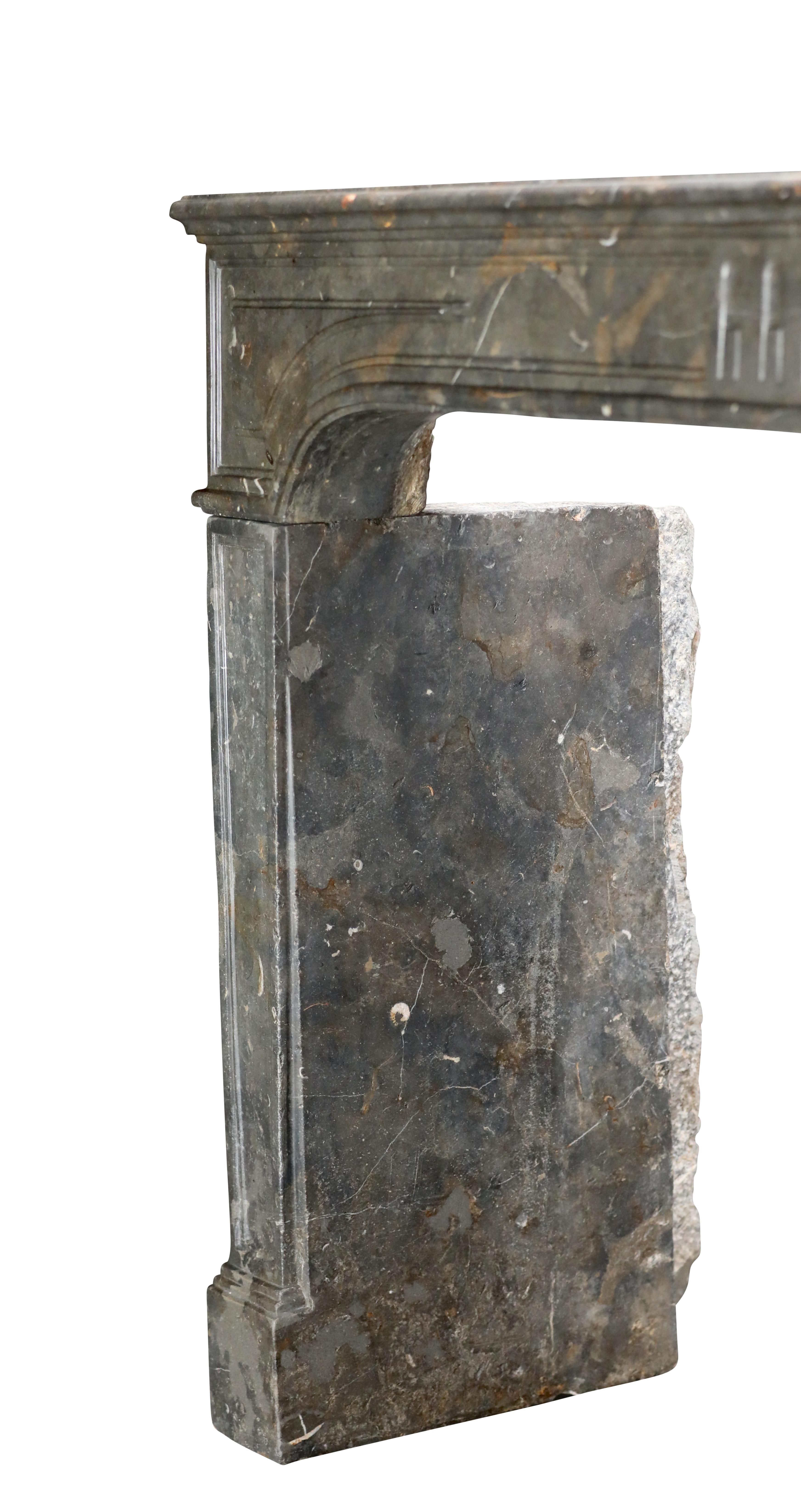 18th Century Dark Stone Fireplace Surround From French Chateau For Sale 6