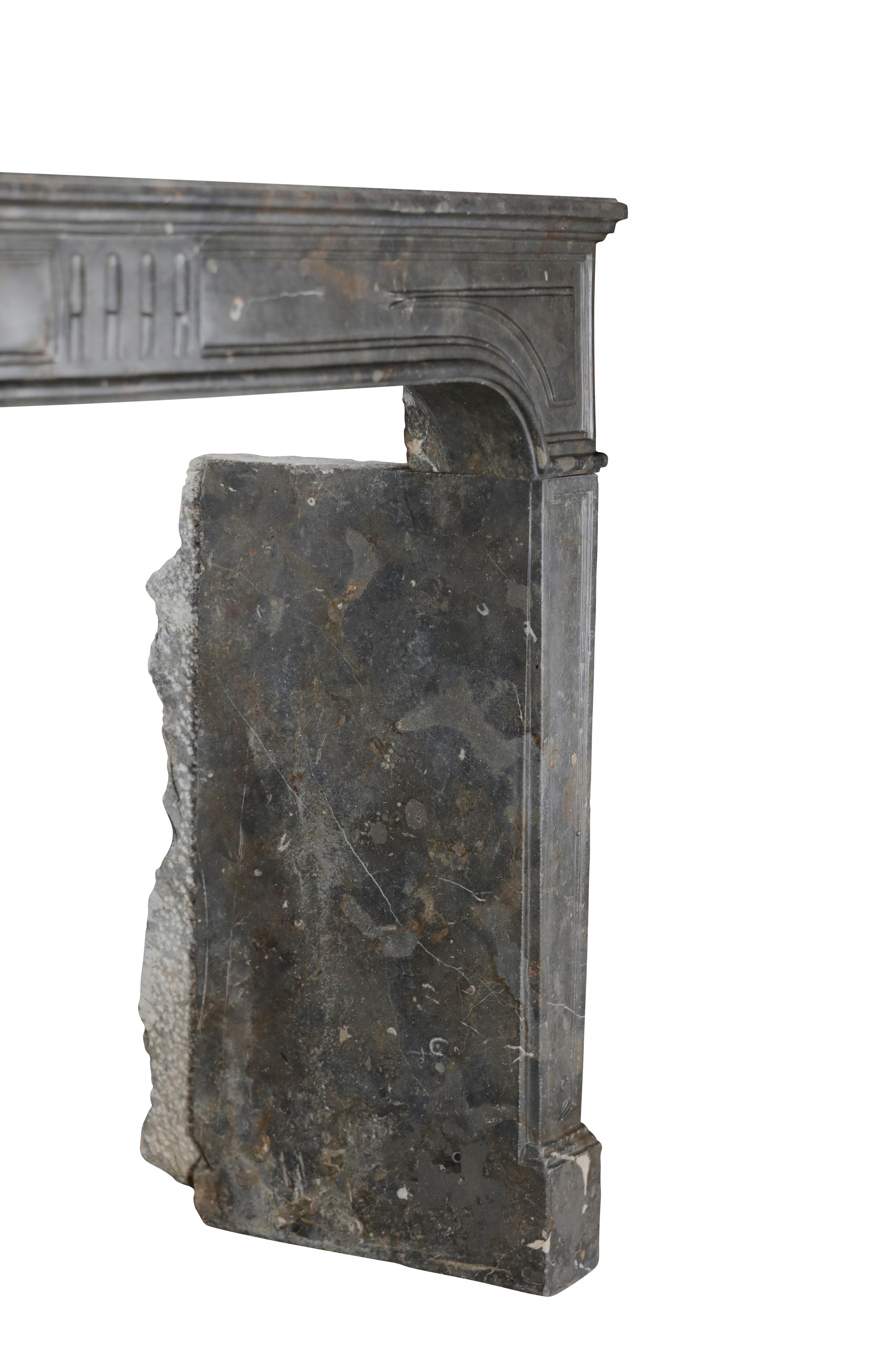 18th Century Dark Stone Fireplace Surround From French Chateau For Sale 7
