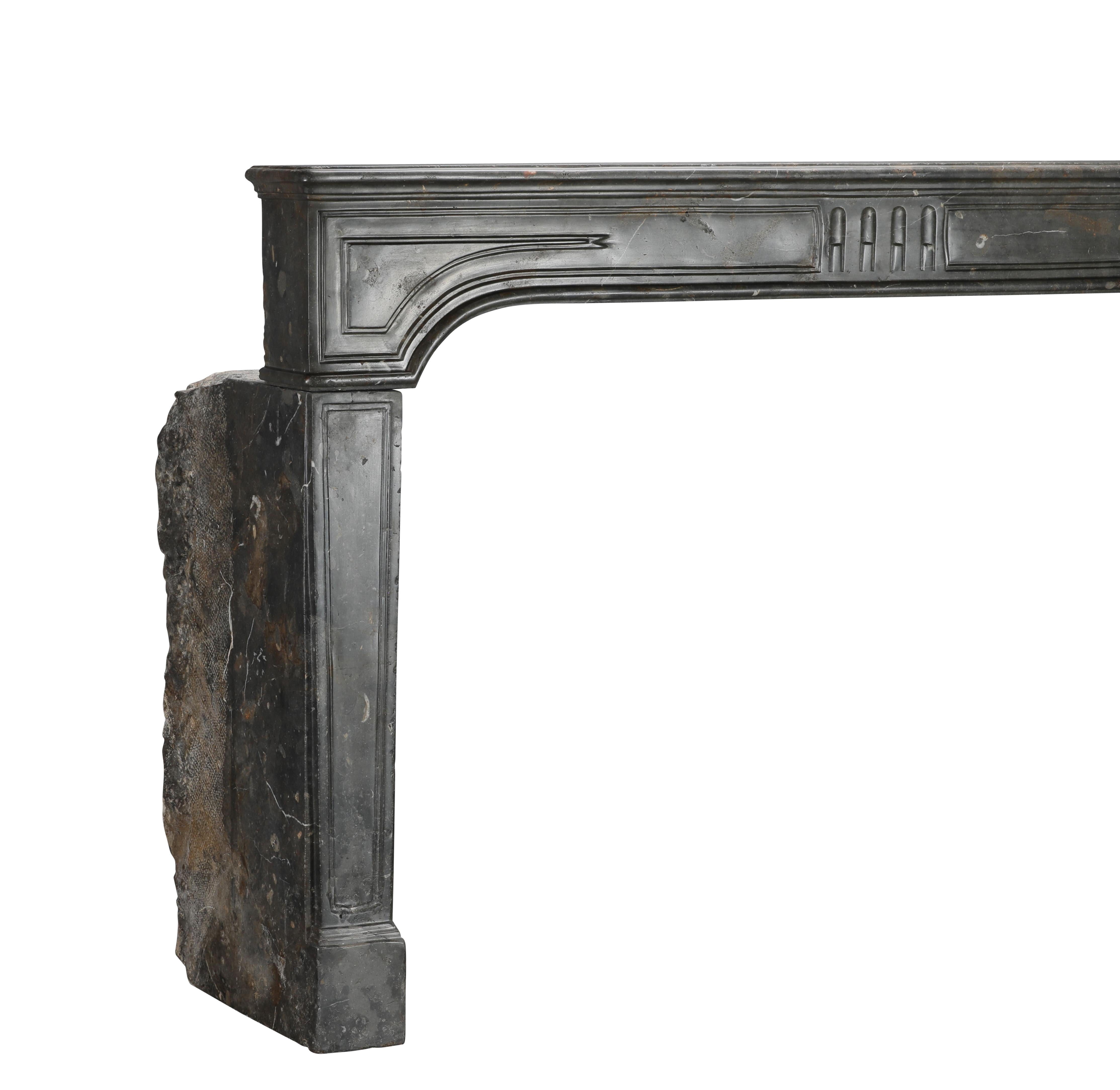 18th Century Dark Stone Fireplace Surround From French Chateau For Sale 11