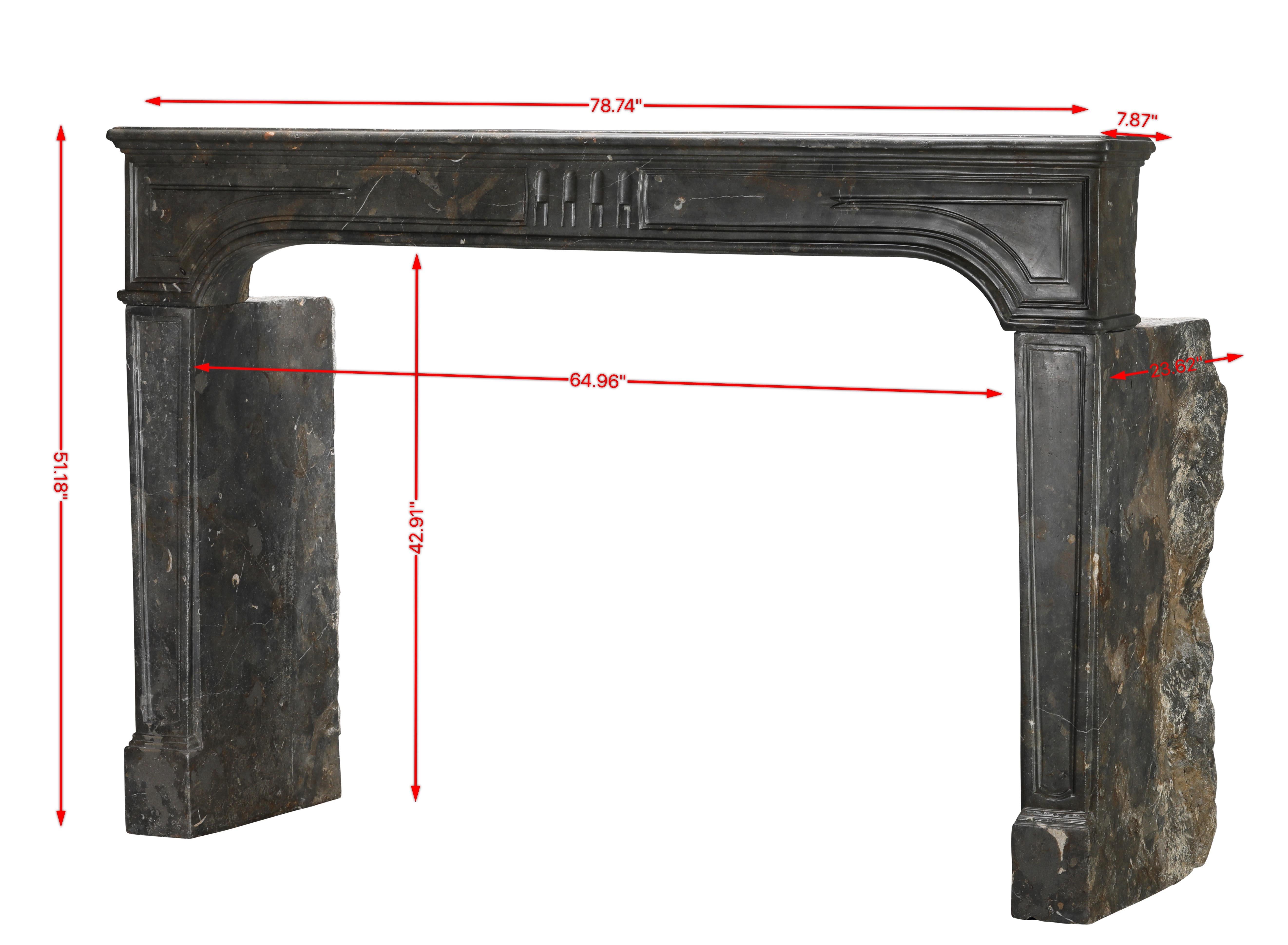 18th Century and Earlier 18th Century Dark Stone Fireplace Surround From French Chateau For Sale