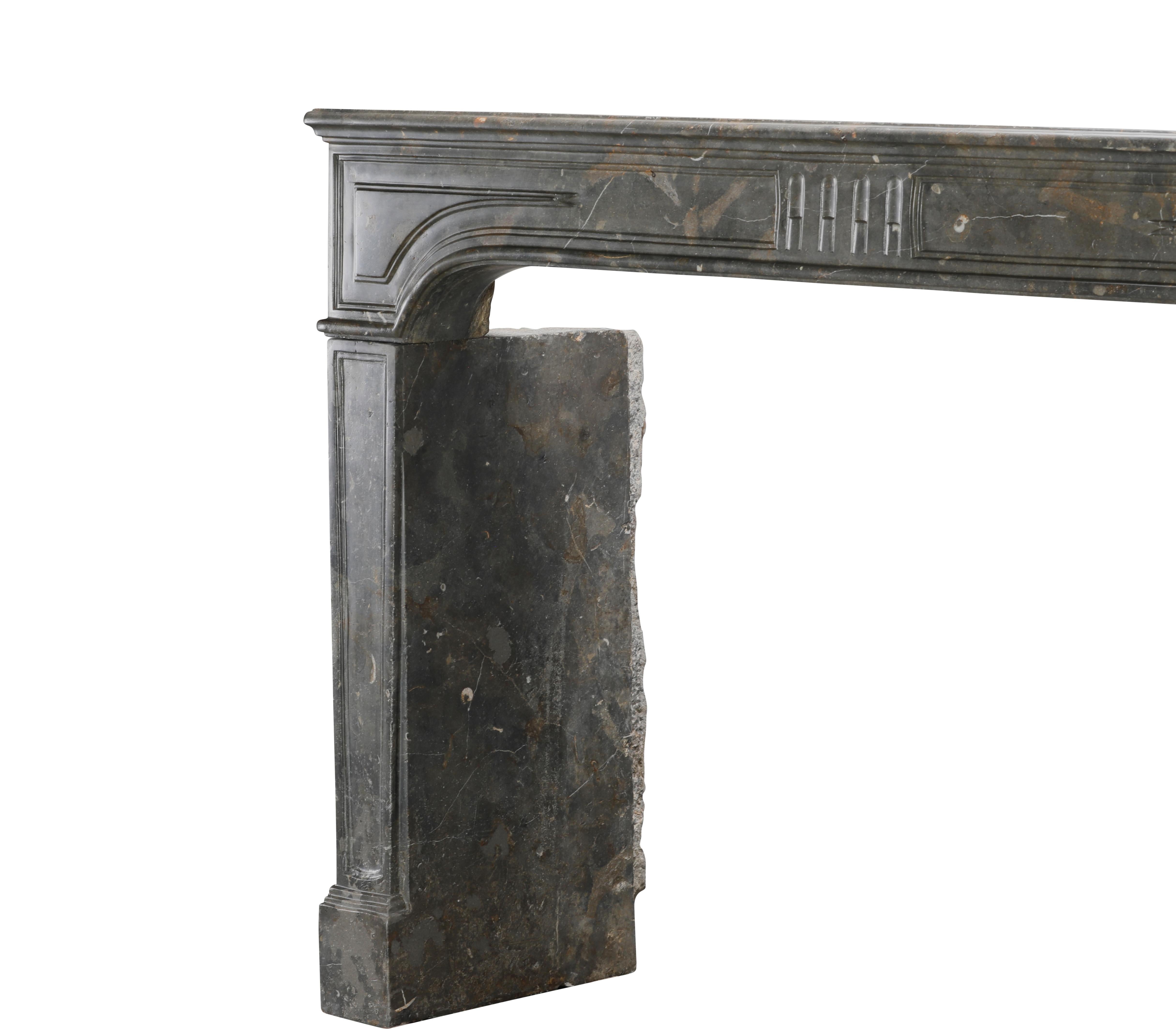 18th Century Dark Stone Fireplace Surround From French Chateau For Sale 3