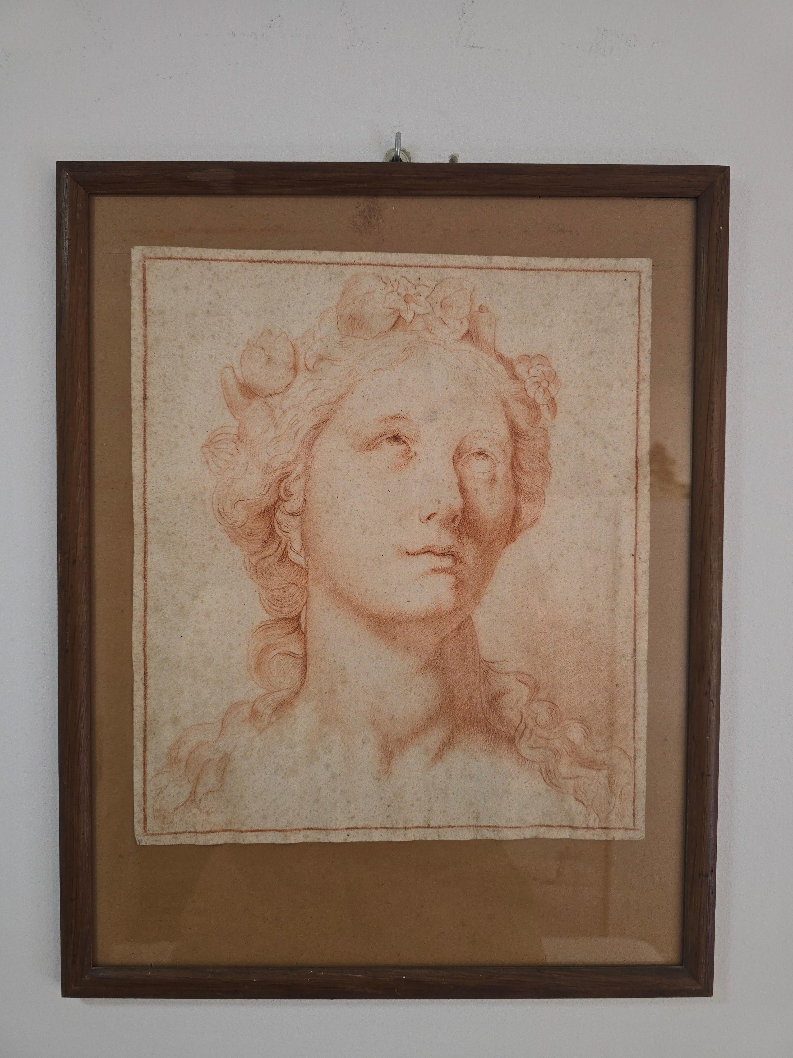 Un intrigante disegno del XVIII secolo, datato 6 maggio 1780 (o forse 1770). Questa delicata opera d'arte raffigura il ritratto di una giovane donna, eseguito con eccezionale abilità e attenzione ai dettagli. Incorniciato e ben conservato, è un