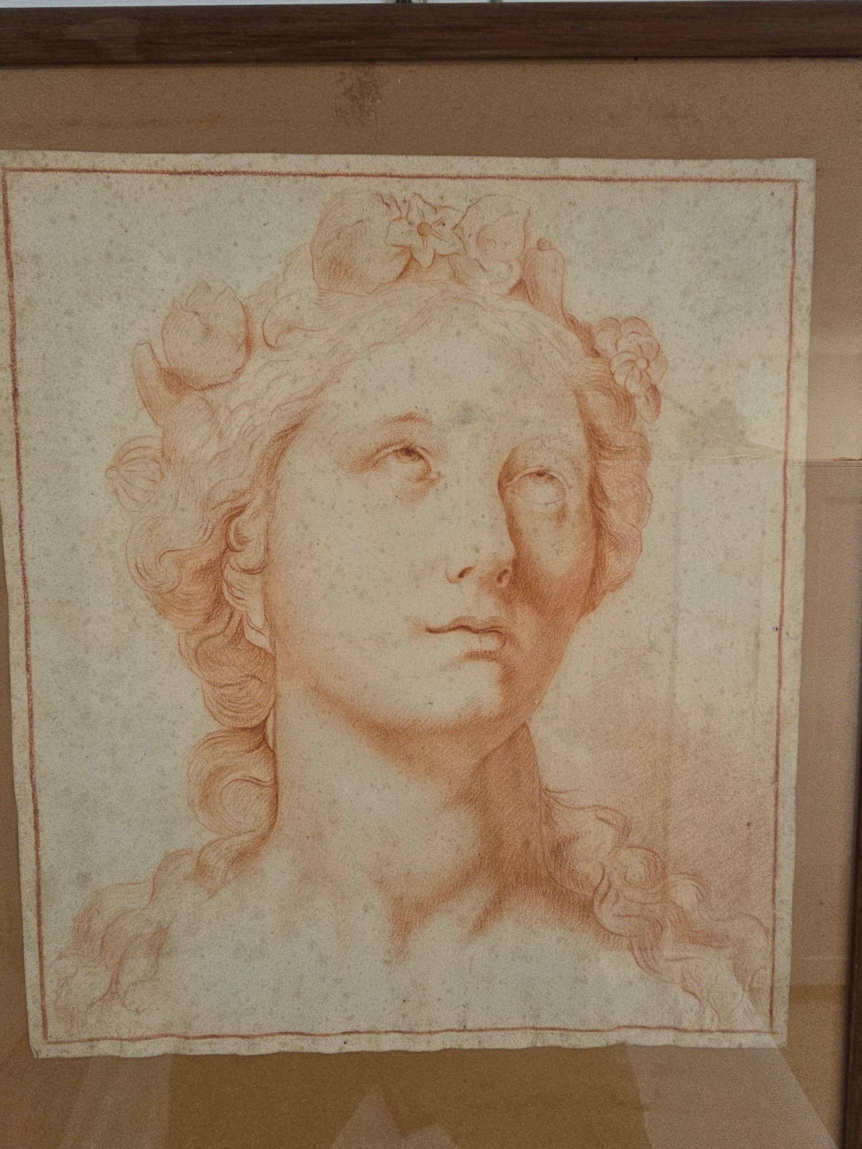 Disegno datato del XVIII secolo - Ritratto di una giovane donna (6 maggio 1780-70?) In condizioni buone in vendita a Madrid, ES