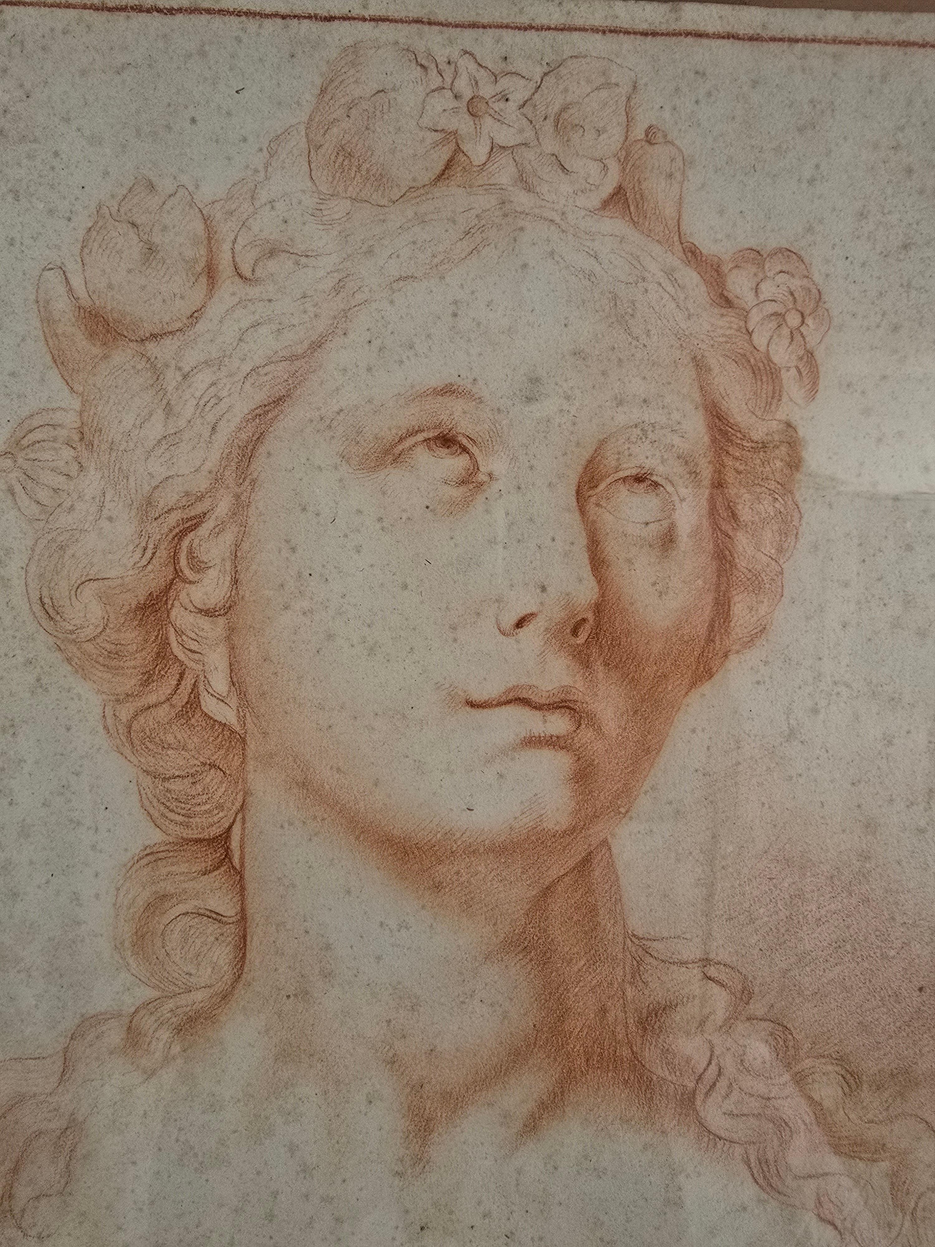 Carta Disegno datato del XVIII secolo - Ritratto di una giovane donna (6 maggio 1780-70?) in vendita
