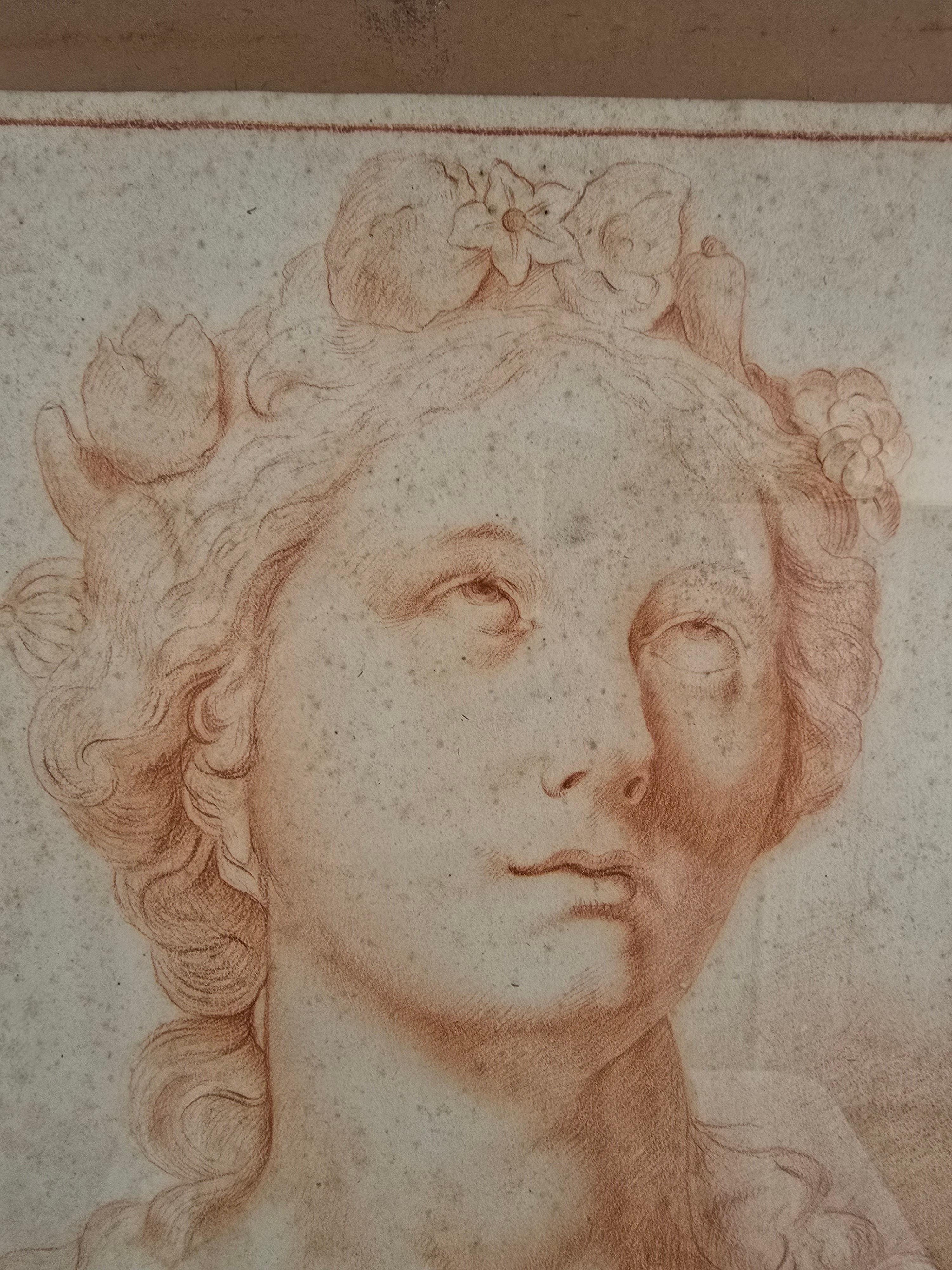 Disegno datato del XVIII secolo - Ritratto di una giovane donna (6 maggio 1780-70?) in vendita 2
