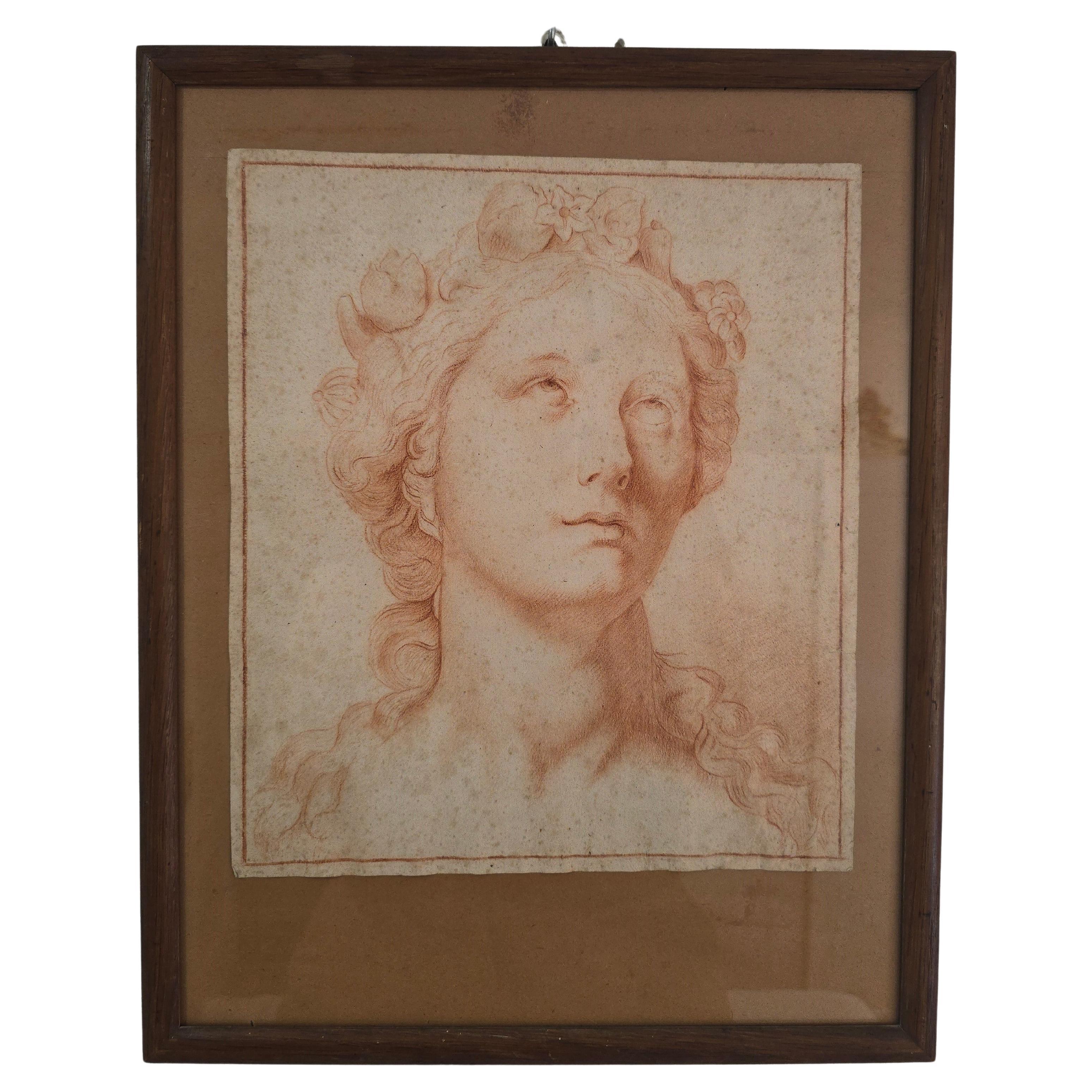 Disegno datato del XVIII secolo - Ritratto di una giovane donna (6 maggio 1780-70?)