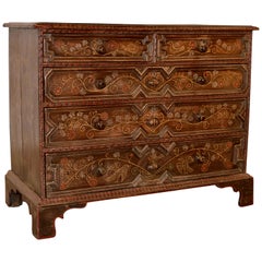 18th Century Decorated Oak Chest of Drawers