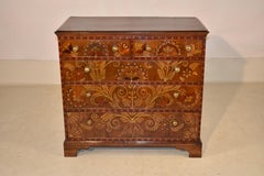 18th Century Decorated Walnut Chest of Drawers