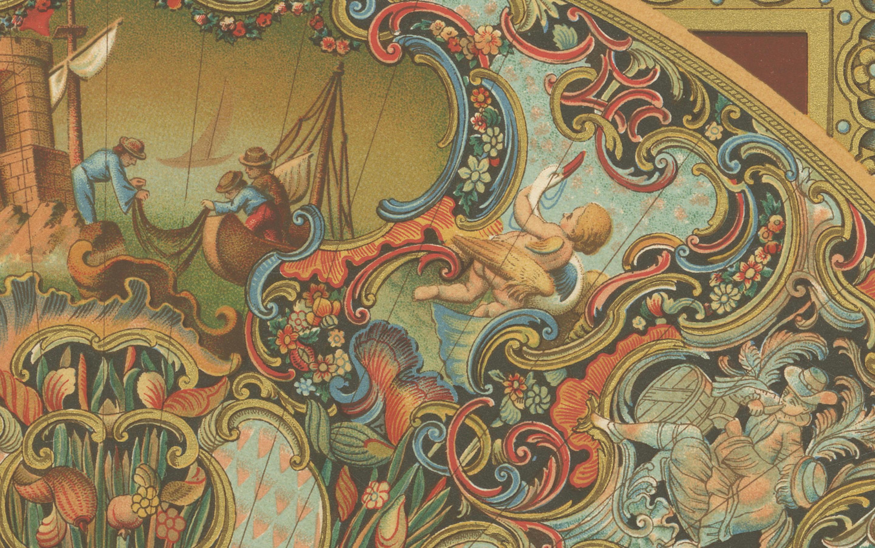 Français Éventails et ornements décoratifs du XVIIIe siècle - French Rococo Details, 1869 en vente