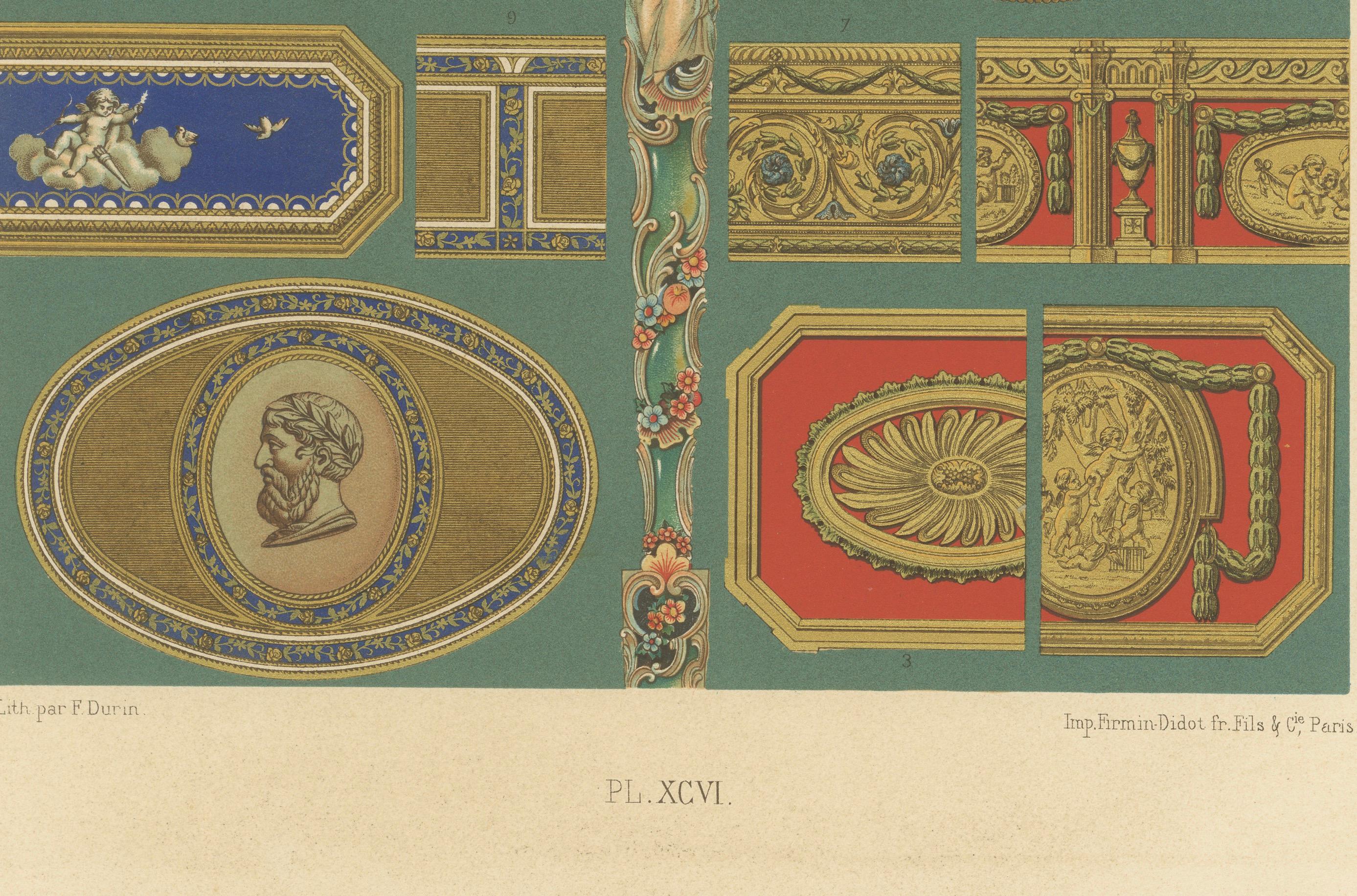XIXe siècle Éventails et ornements décoratifs du XVIIIe siècle - French Rococo Details, 1869 en vente