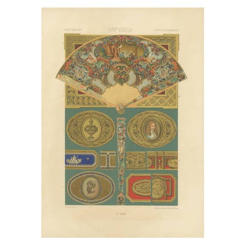 18th Century Decorative Fan and Ornament Designs – French Rococo Details, 1869