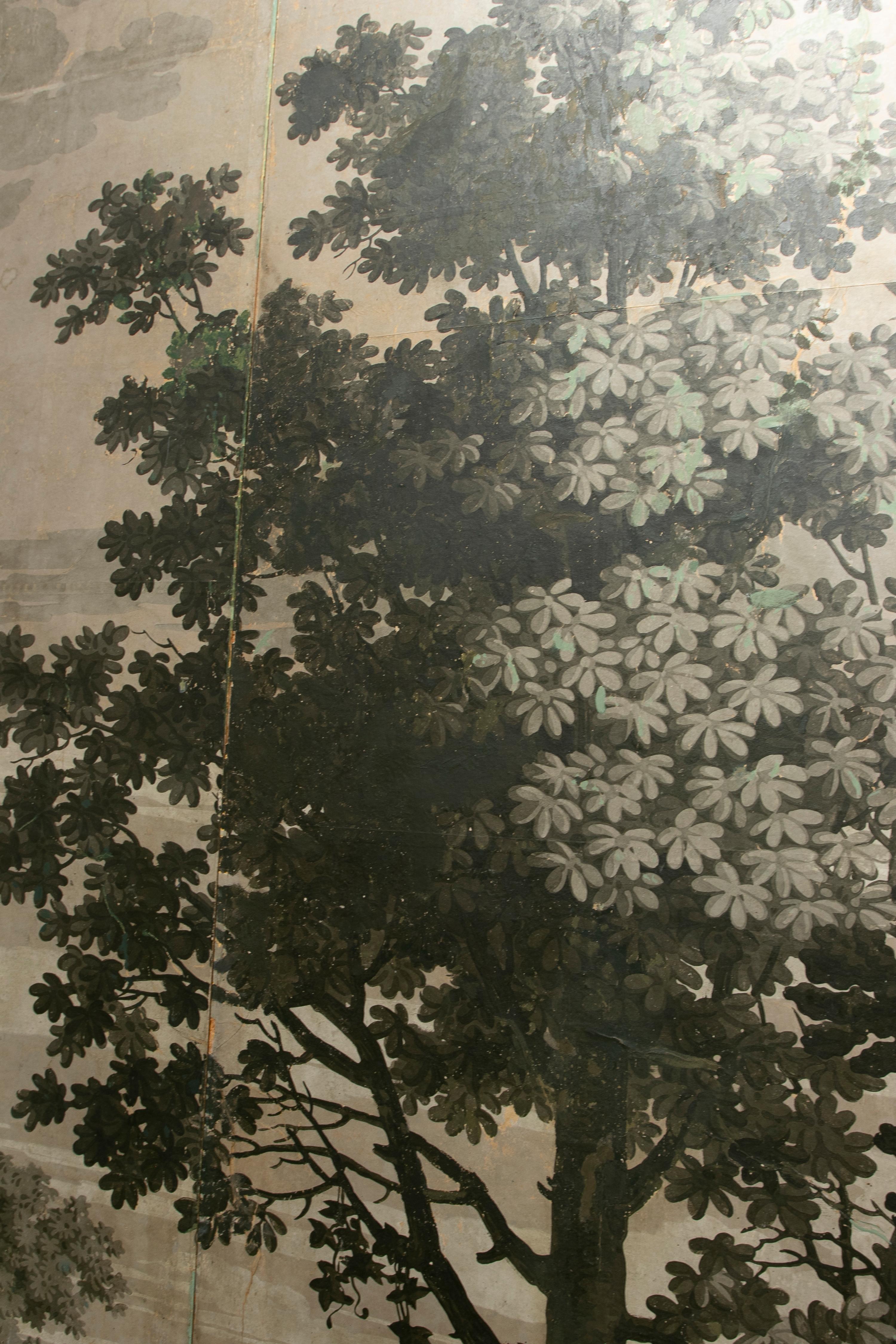 18th Century Decorative Framed Painting in Greek Style on Wallpaper In Good Condition In Marbella, ES