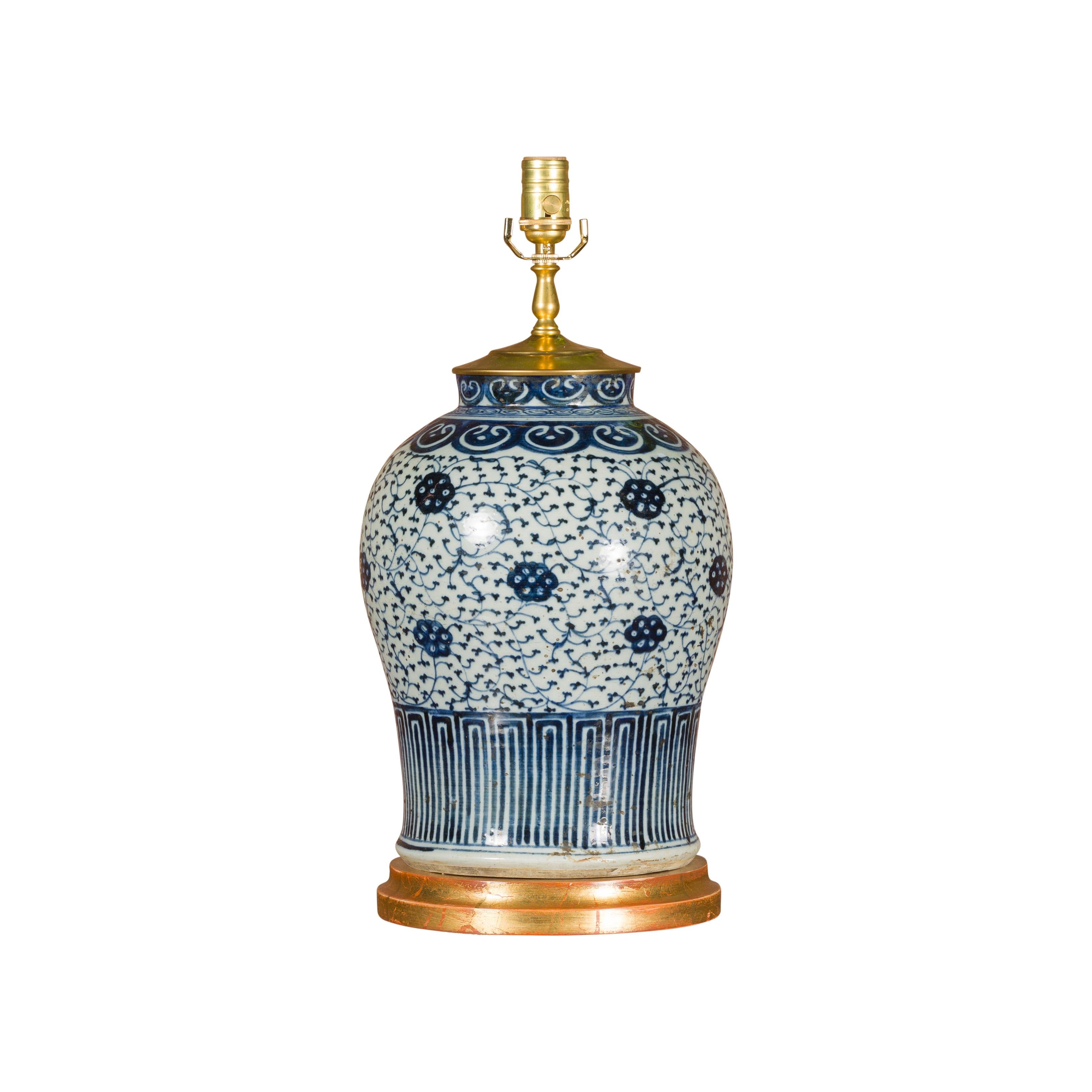 18th Century Delft Blue and White Porcelain Vase Made into US Wired Table Lamp For Sale 2