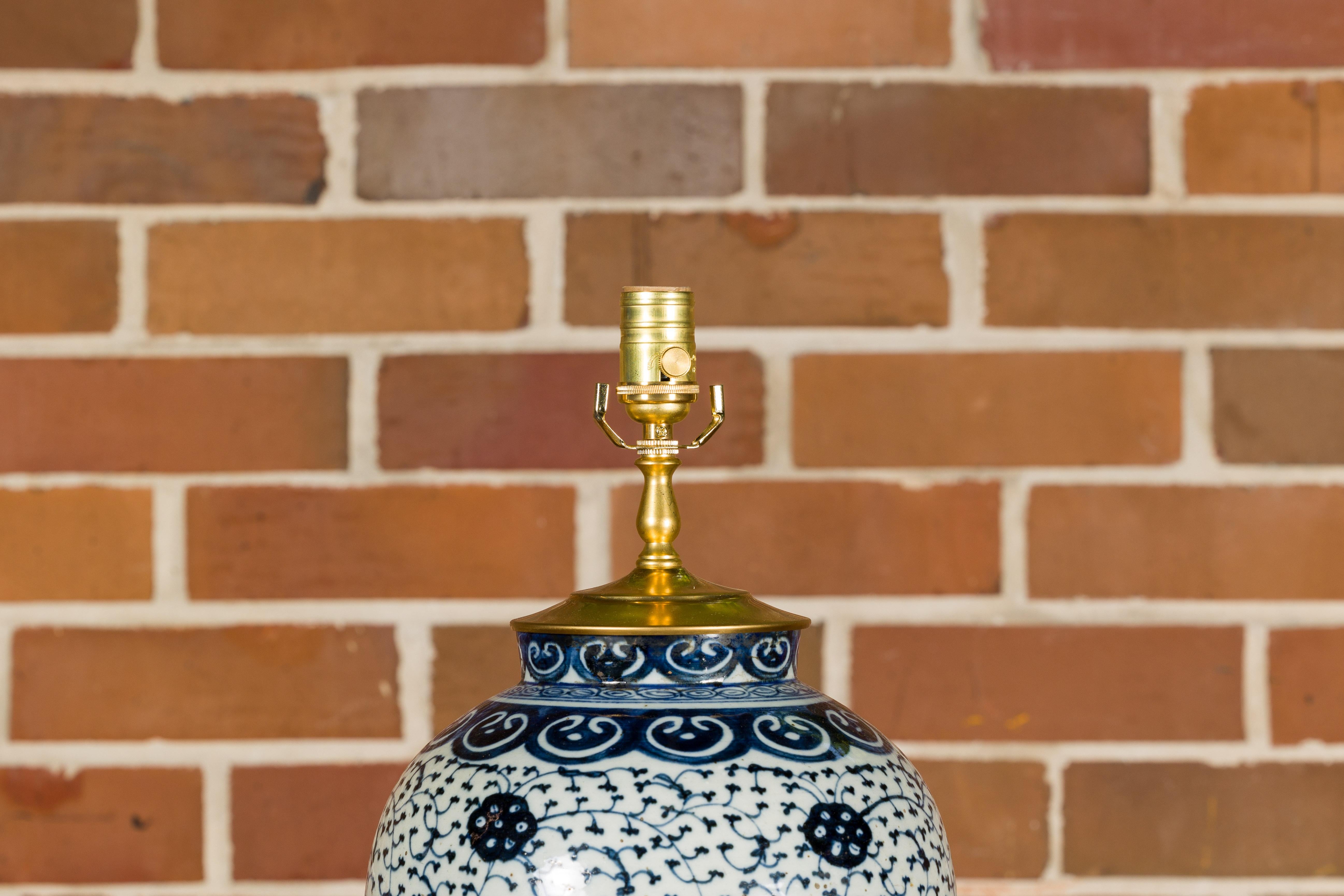 Hand-Painted 18th Century Delft Blue and White Porcelain Vase Made into US Wired Table Lamp