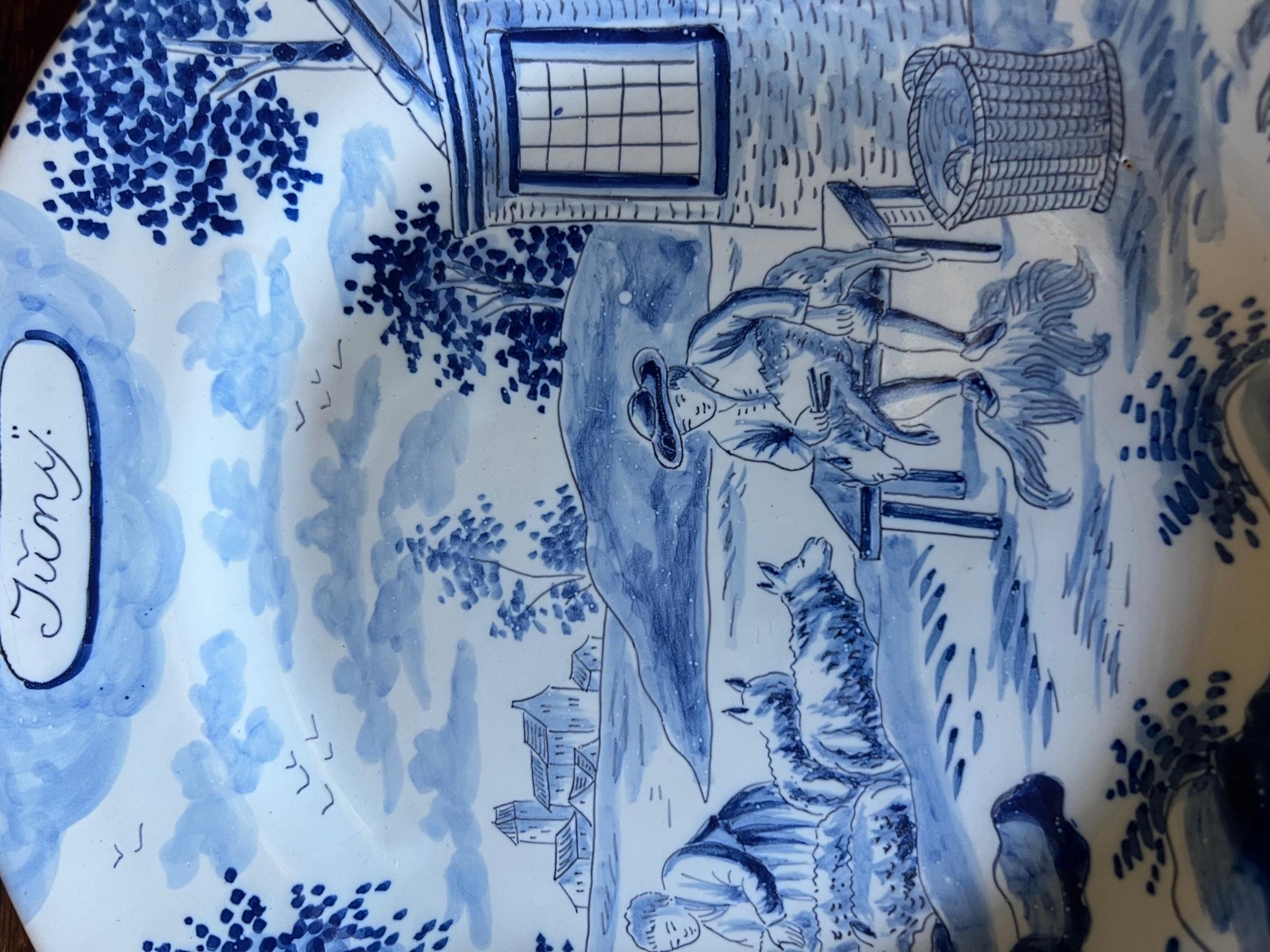 18th Century Delft Blue & White Month Plates, Complete Set of 12 1