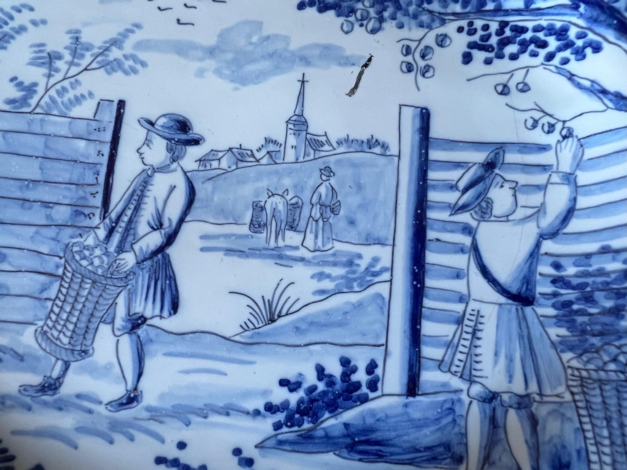18th Century Delft Blue & White Month Plates, Complete Set of 12 3