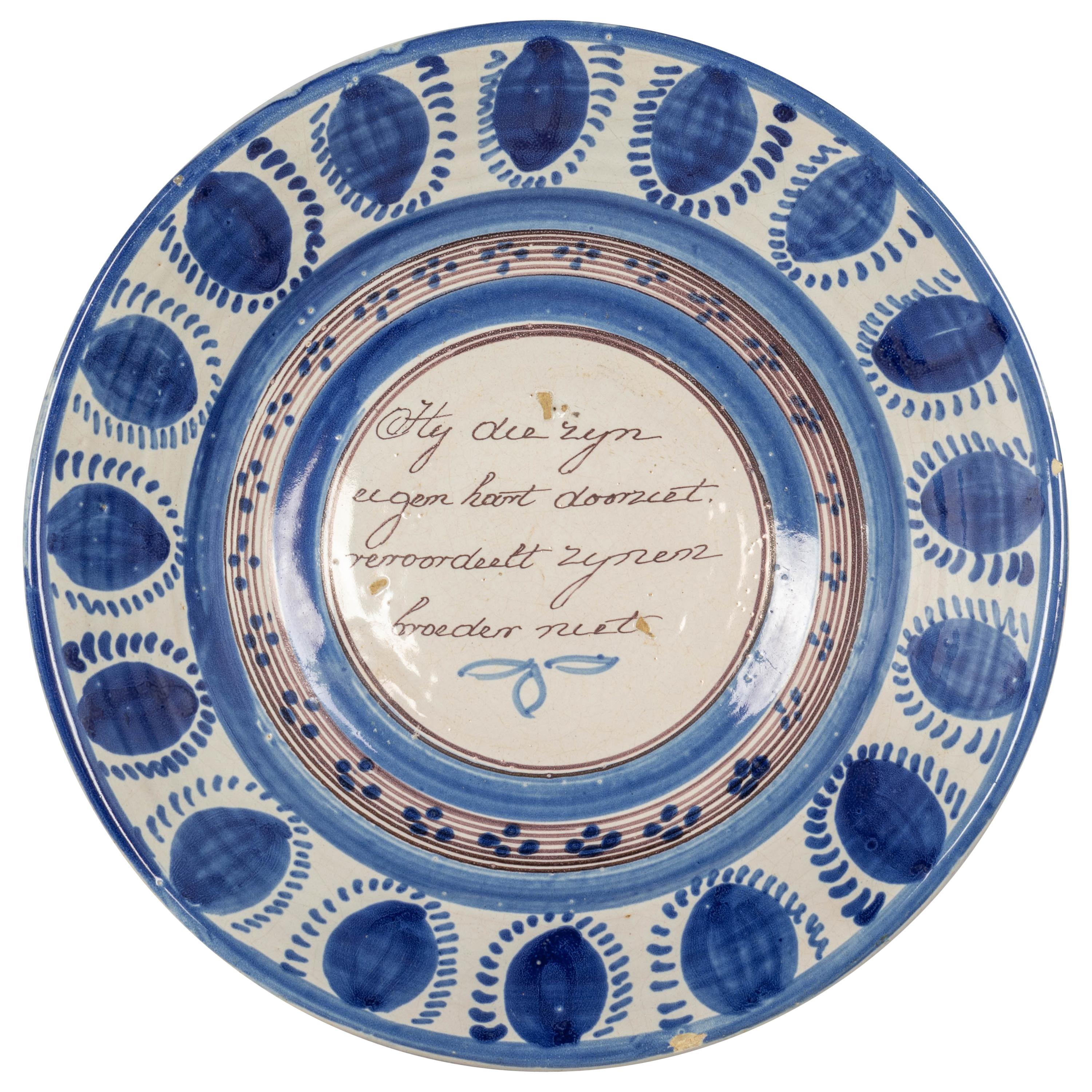 18th Century Delft Ceramic Bowl For Sale