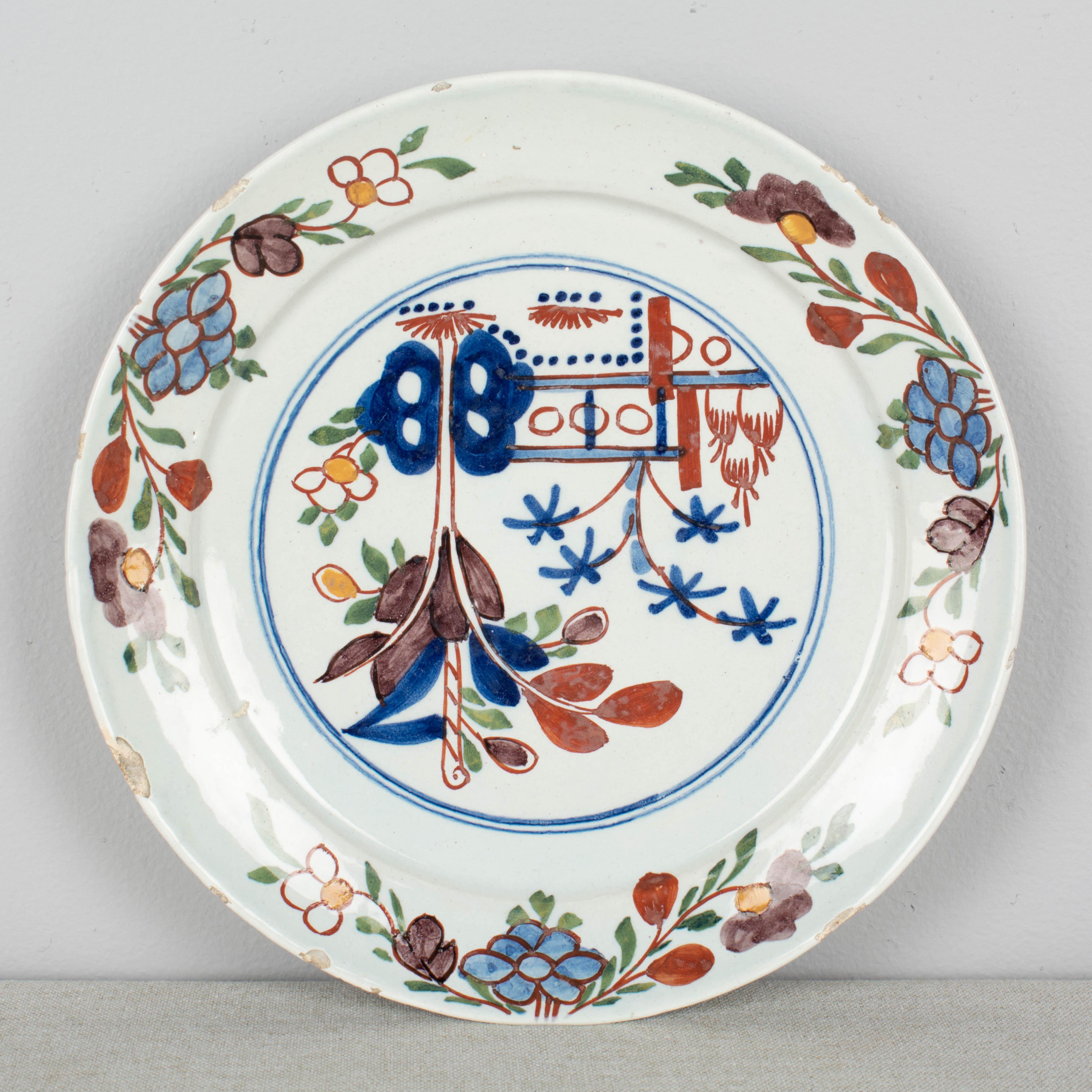 Dutch 18th Century Delft Ceramic Plate For Sale