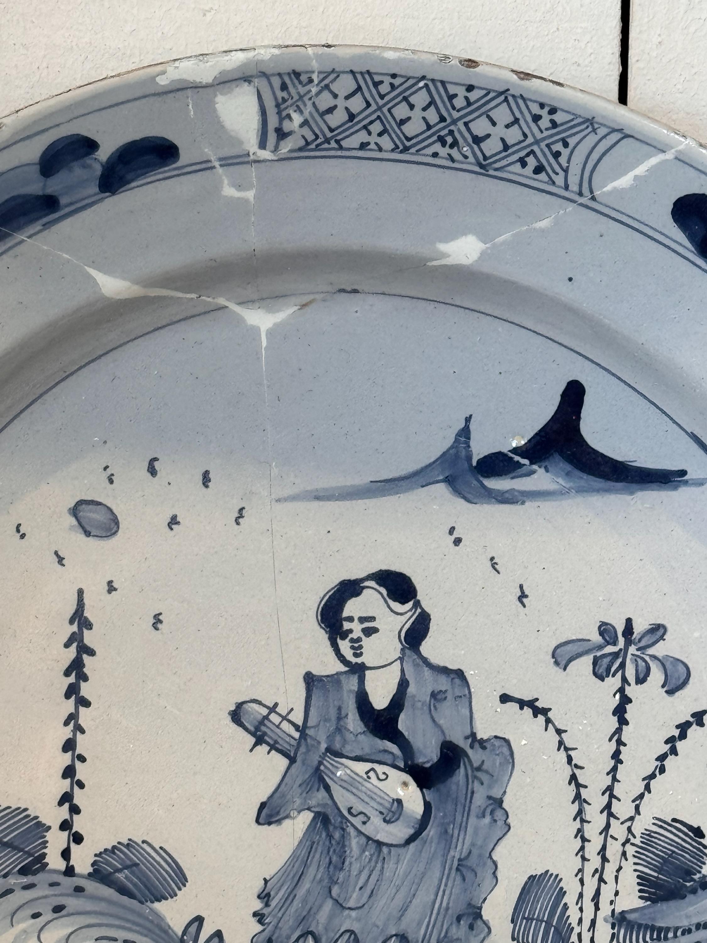 18th Century Delft Charger For Sale 2