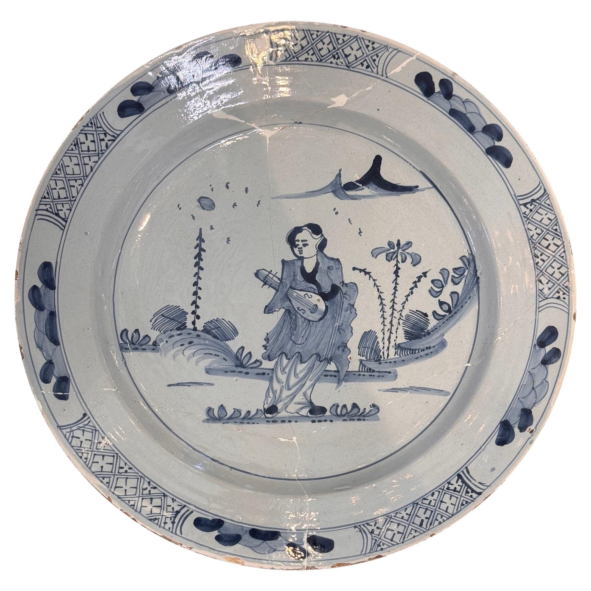 18th Century Delft Charger For Sale