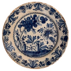 Chargeur Delft du 18e siècle à décor bleu et blanc