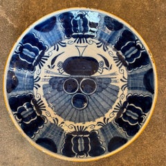 18th Century Delft Charger With Deep Peacock Pattern