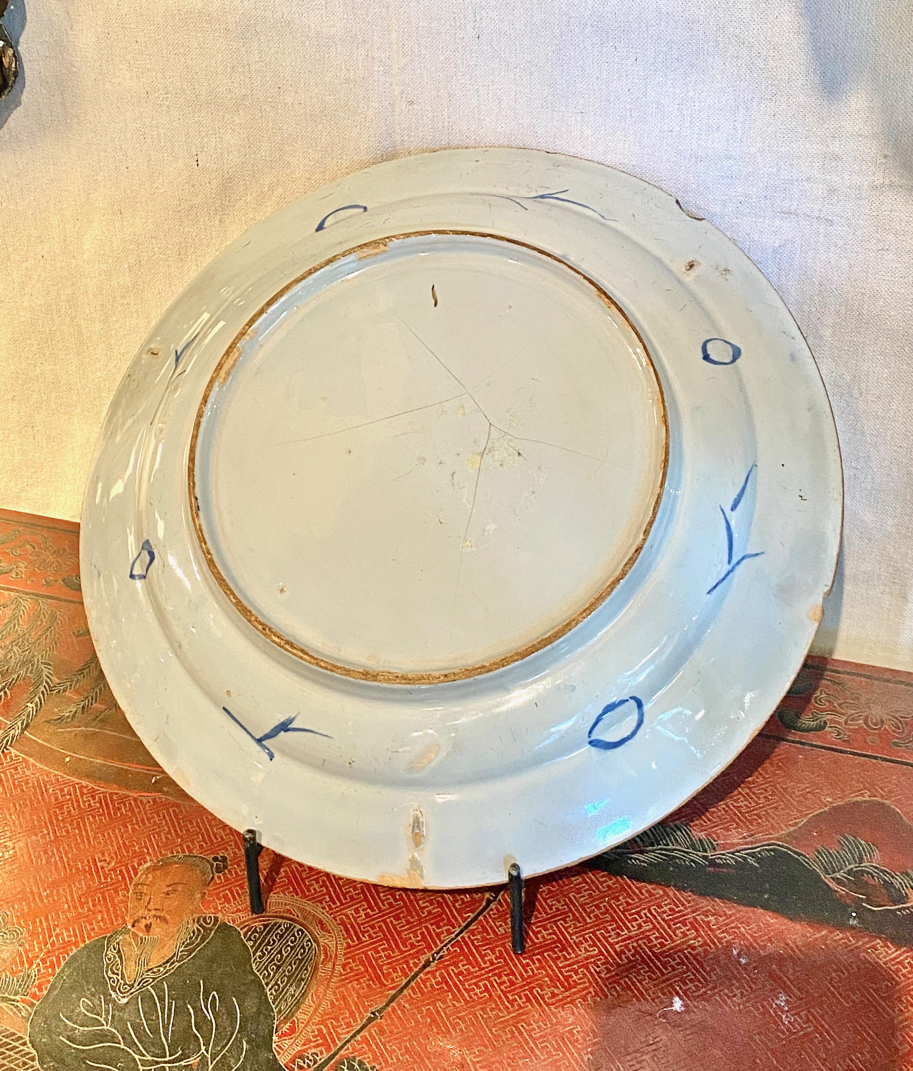 Faience 18th Century Delft Chinoiserie Charger For Sale