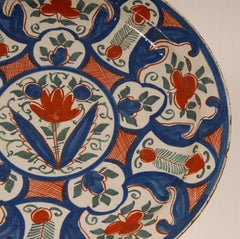 18th Century Delft Chinoiserie Dish Baroque Polychrome Delftware Collector Plate