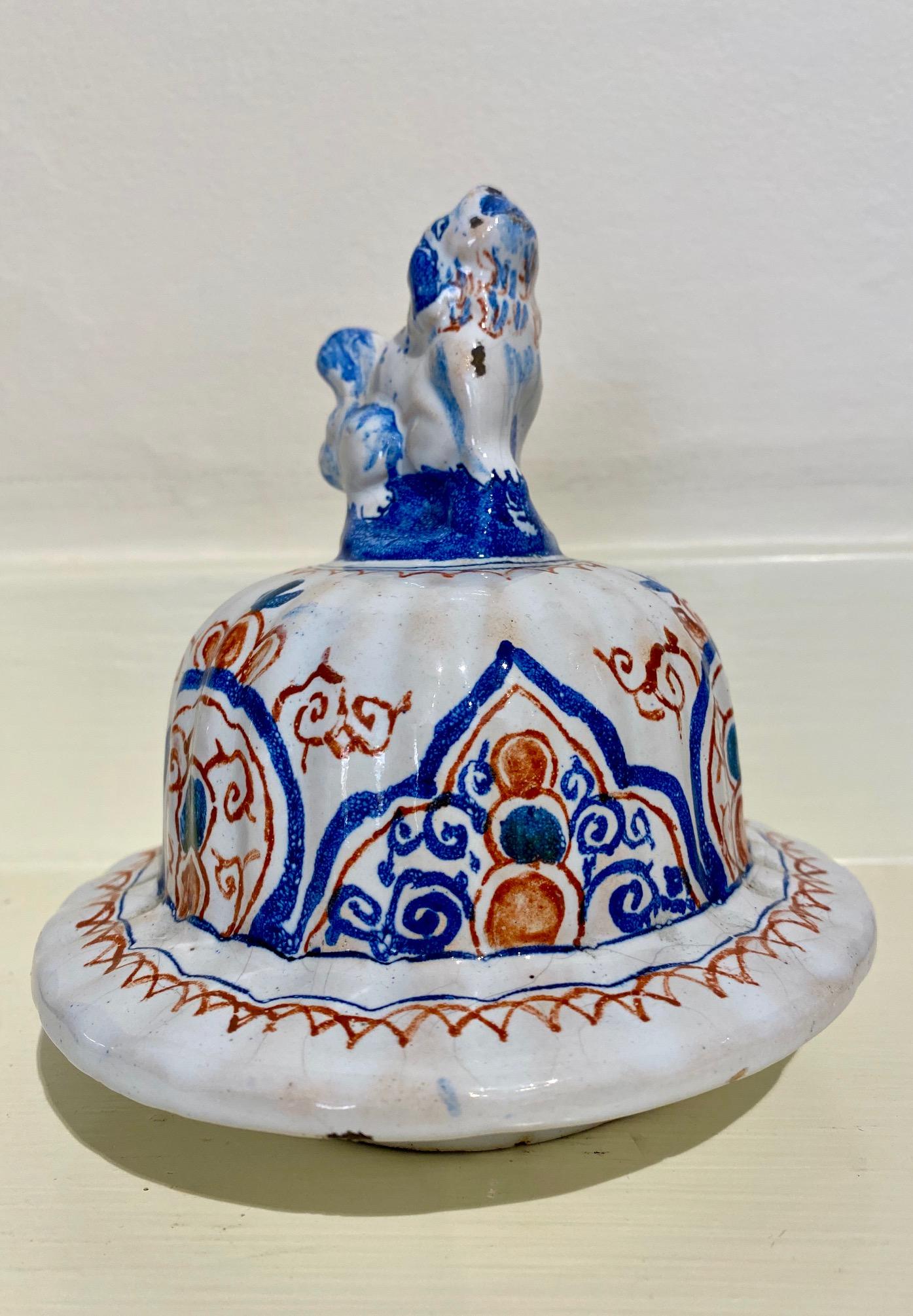 Hand-Painted 18th Century Delft Covered Urn For Sale