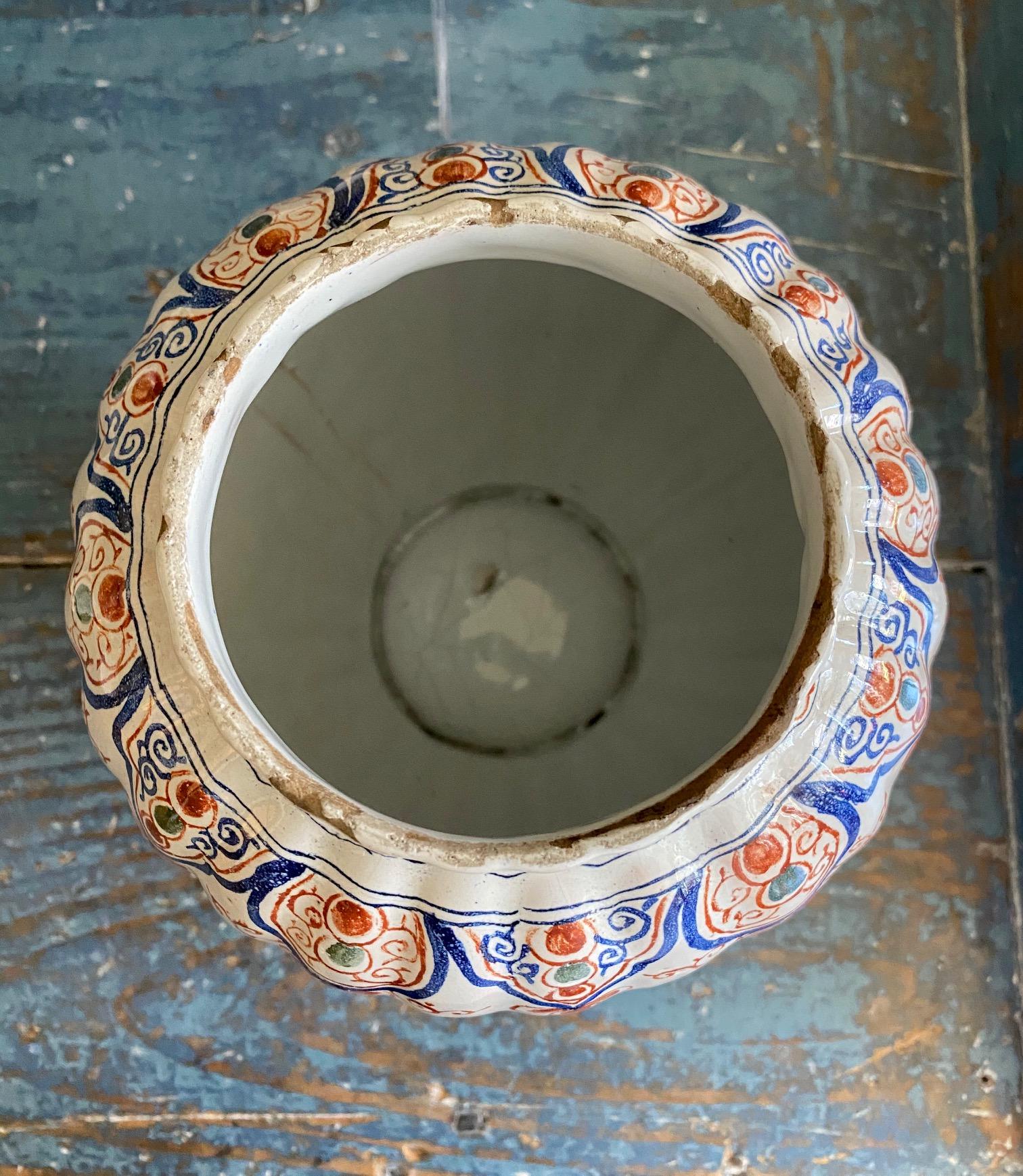 Clay 18th Century Delft Covered Urn For Sale