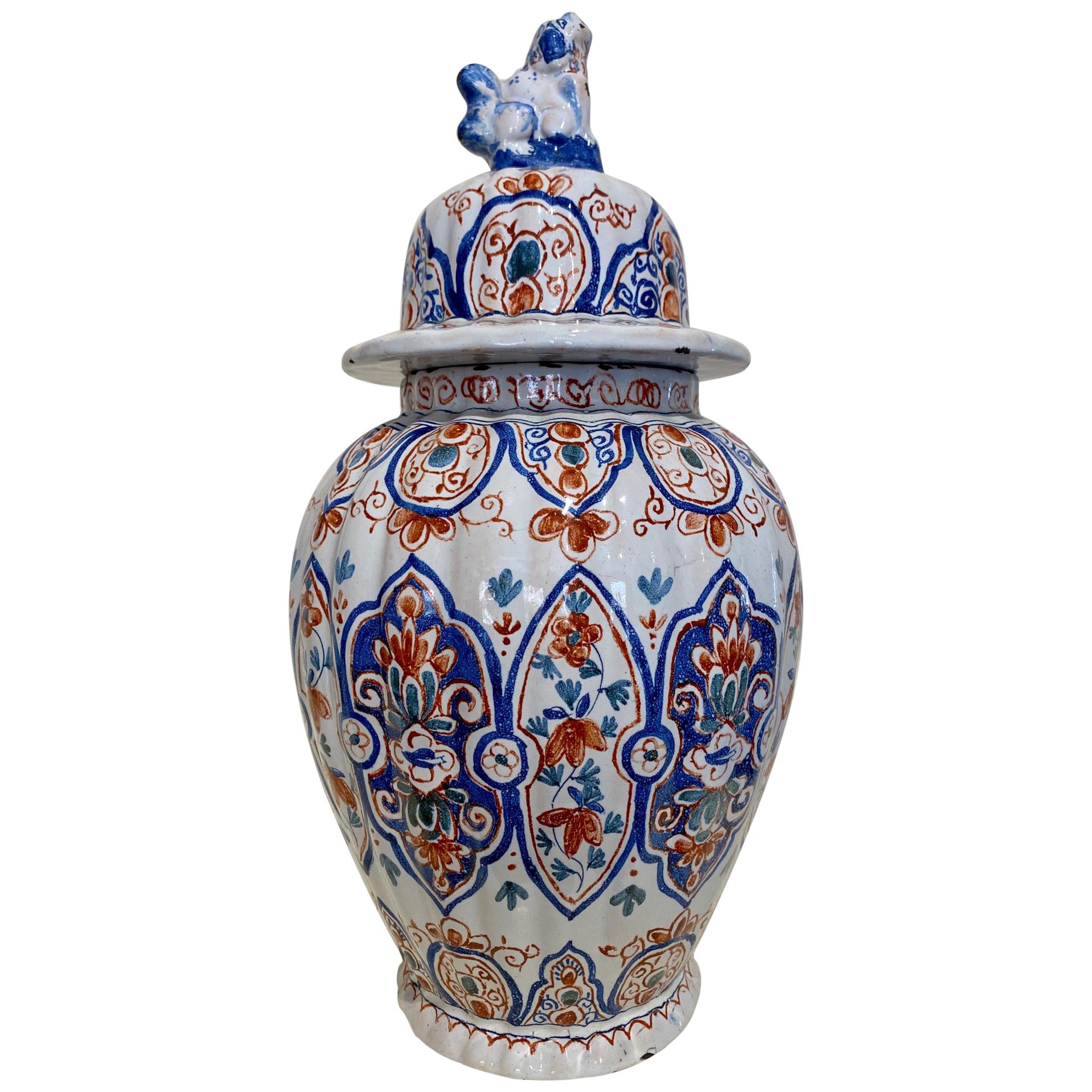 18th Century Delft Covered Urn For Sale