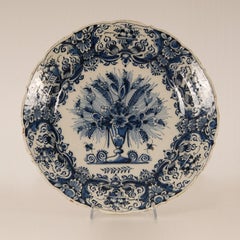 18th Century Delft Dutch Delftware Blue and White Cabinet Plate Collectors plate