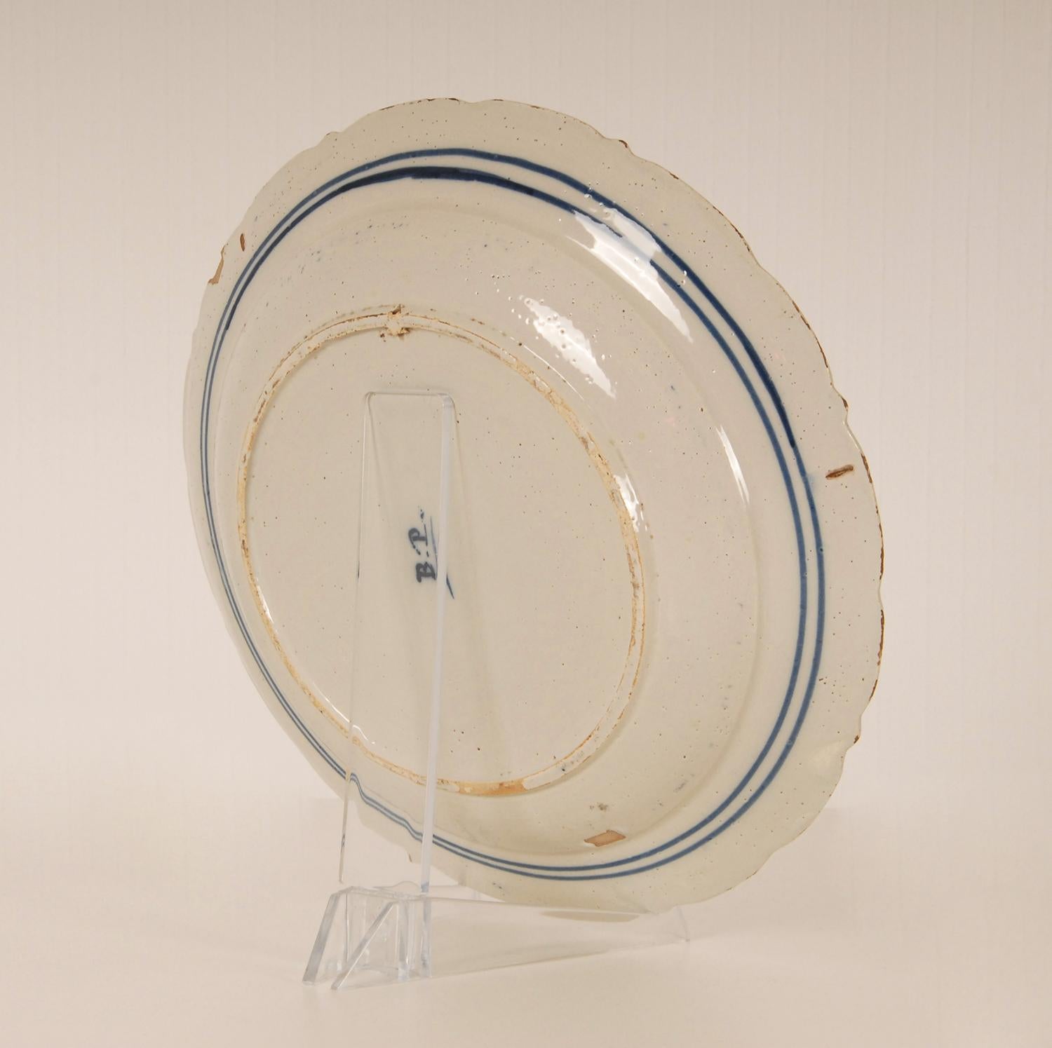 Siglo XVIII Delft Holandés Plato de gabinete azul y blanco Plato de coleccionista siglo XVIII y antes en venta