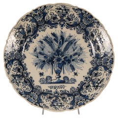 Siglo XVIII Delft Holandés Plato de gabinete azul y blanco Plato de coleccionista