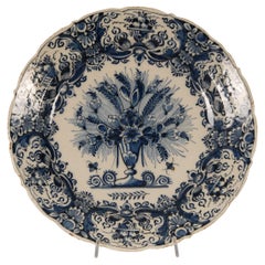 Used 18th Century Delft Dutch Delftware Blue and White Cabinet Plate Collectors plate