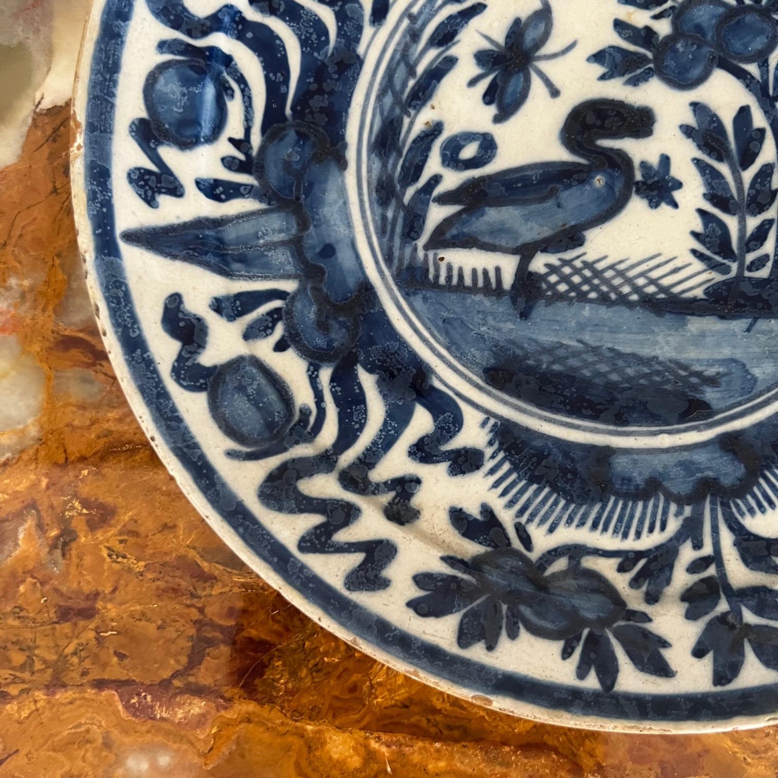 18th Century Delft Dutch Delftware Blue and White Cabinet Plate  For Sale 6