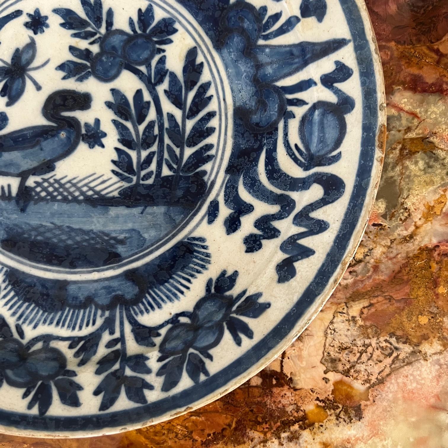 18th Century Delft Dutch Delftware Blue and White Cabinet Plate  For Sale 4
